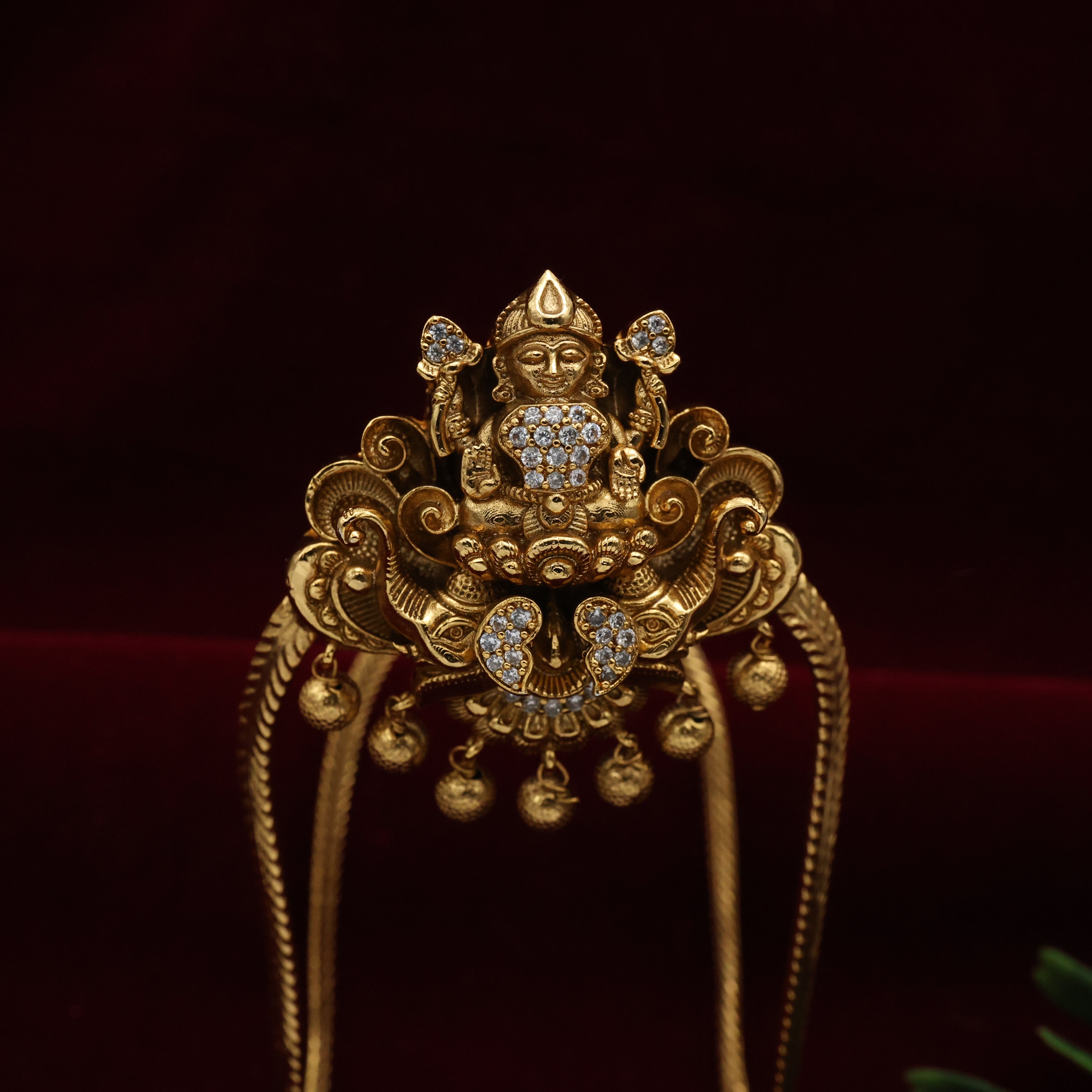 Antique Gold Nagas Diamond Look AD Mahalakshmi Single Bridal Vanki