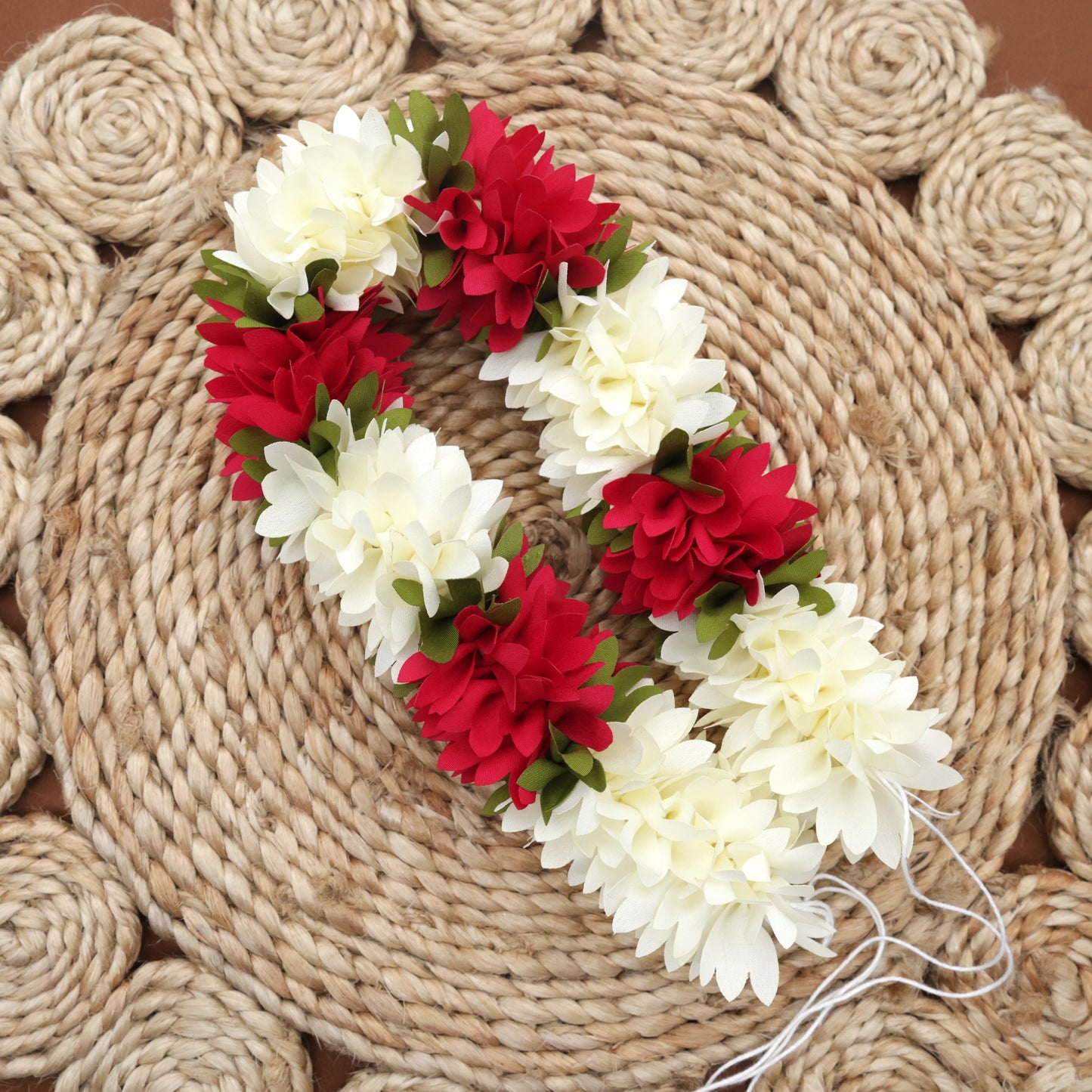 Real Look Fabric Pichi Poo Flower String/Garland For Hair, Decoration & God Idols - 16 Inches/One Mozham