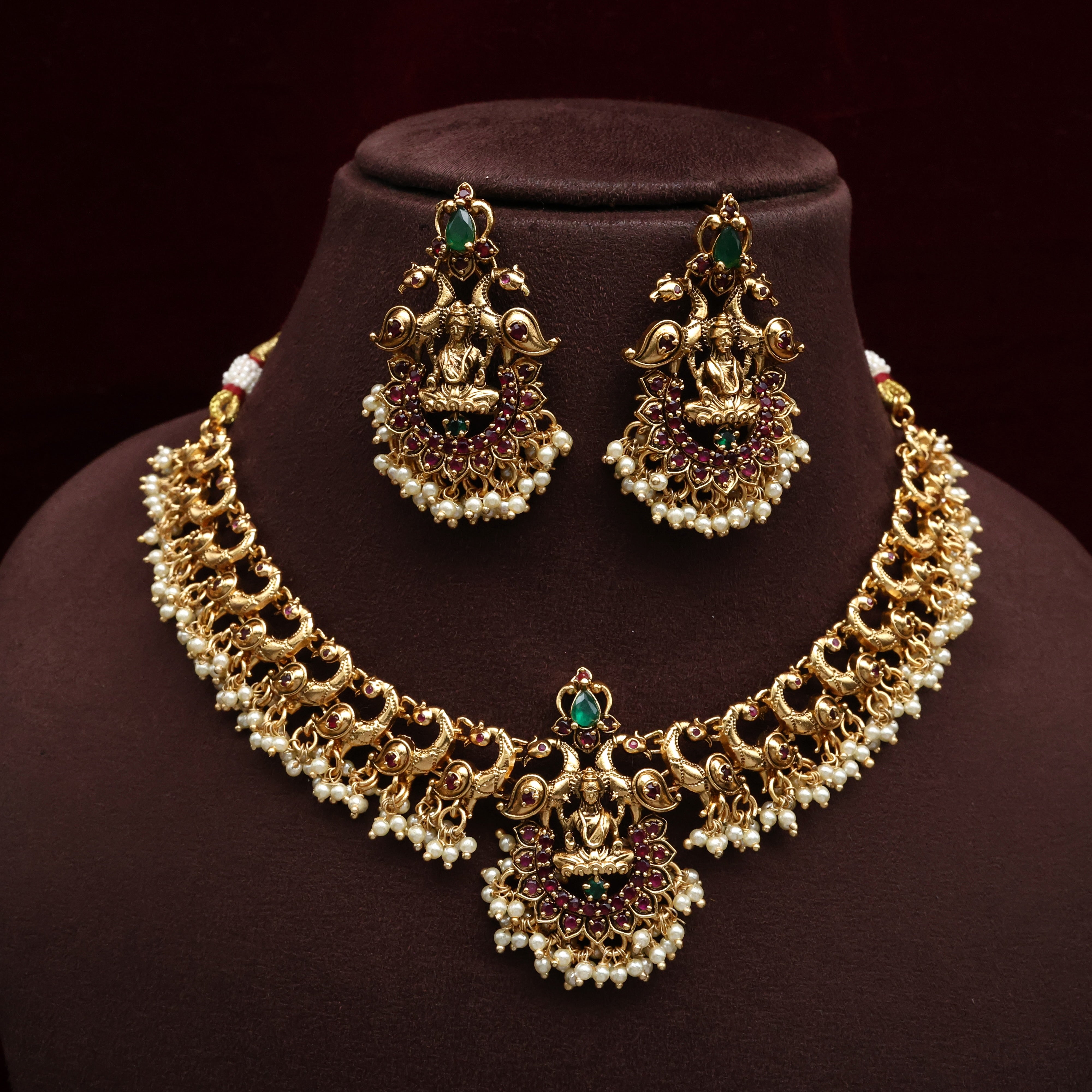 Rettapakshi Peacock AD Guttapusalu Bridal Necklace Set