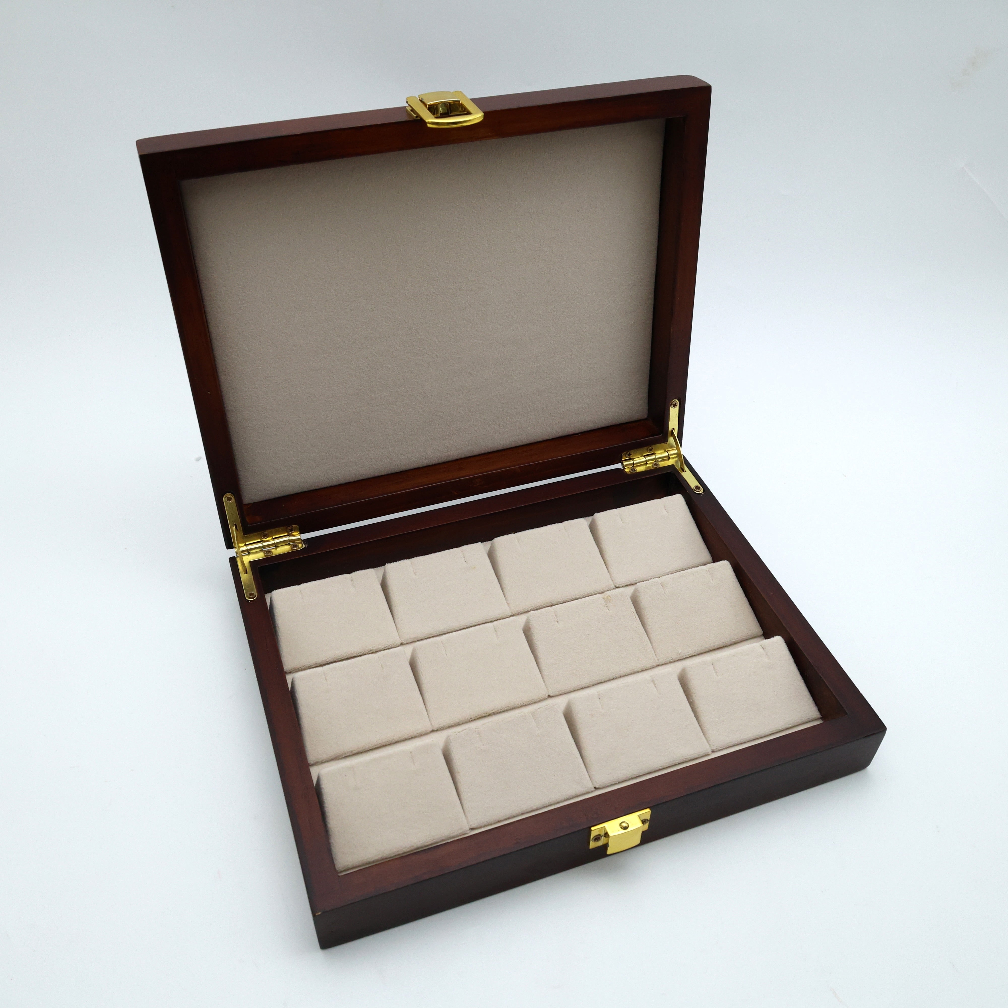 Premium Solid Teak Wood 12 Slots Earrings Organiser (Small - Medium Earrings Organiser)