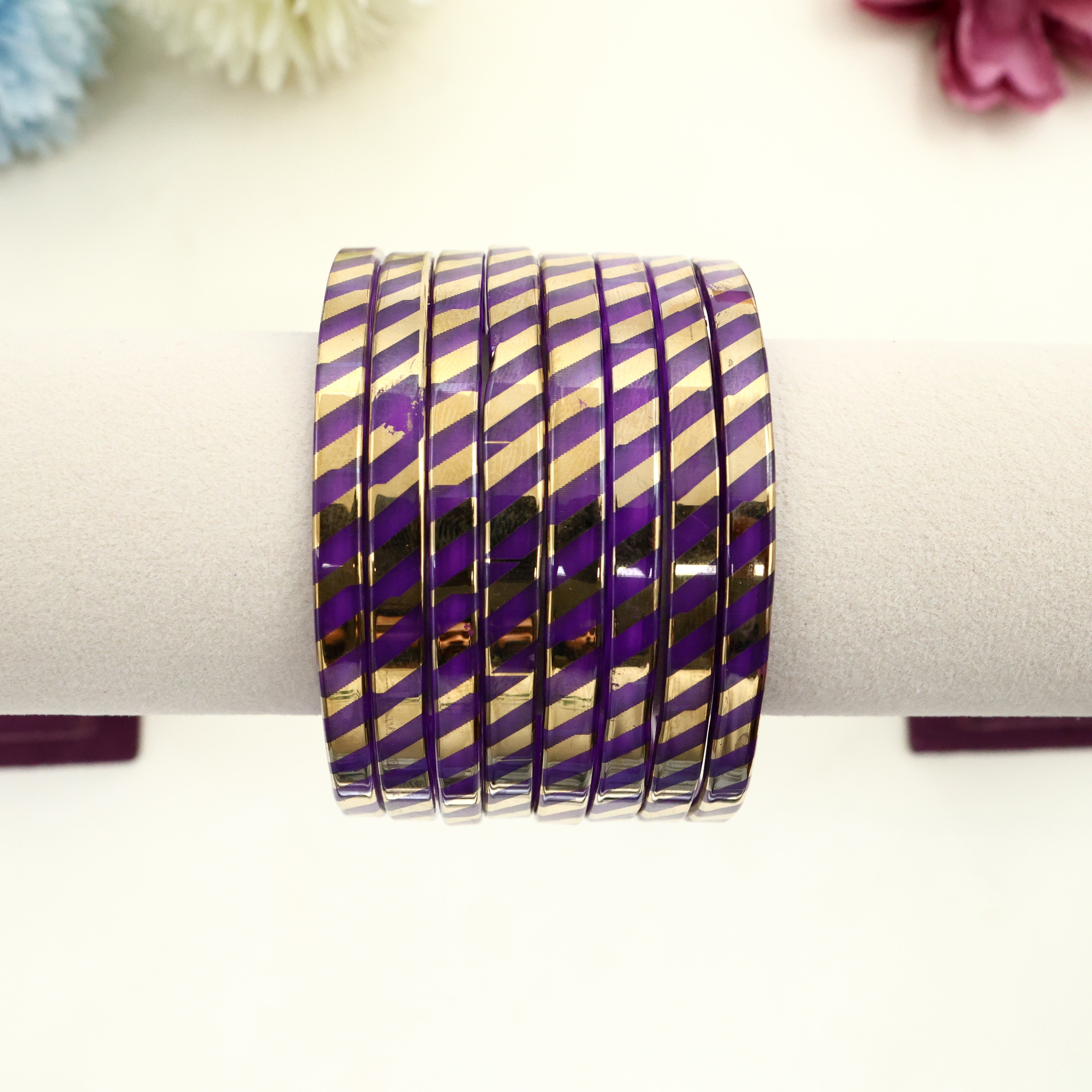 4MM LEHERIYA GLASS KADA BANGLES - PURPLE