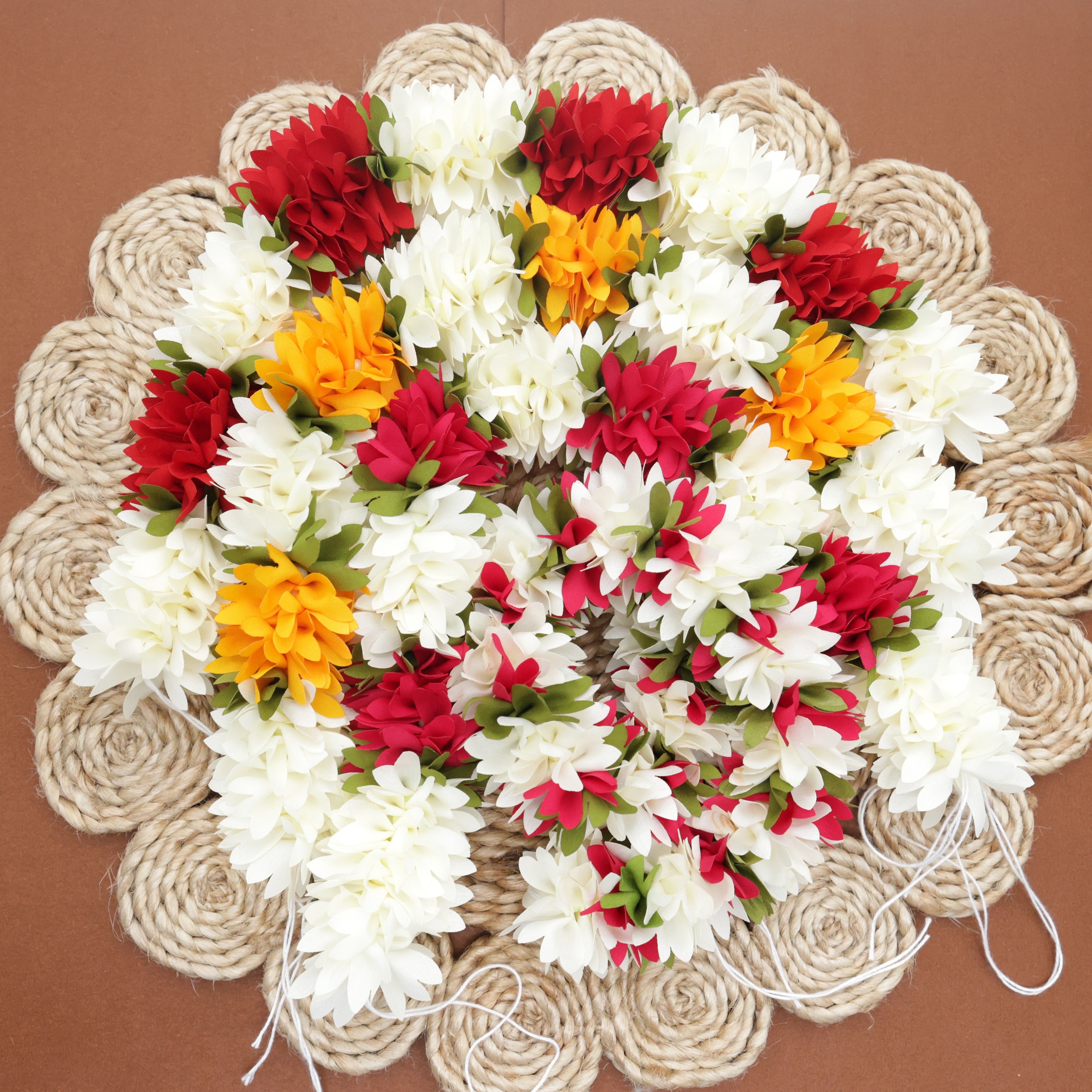 Real Look Fabric Pichi Poo Flower String/Garland For Hair, Decoration & God Idols - 16 Inches/One Mozham