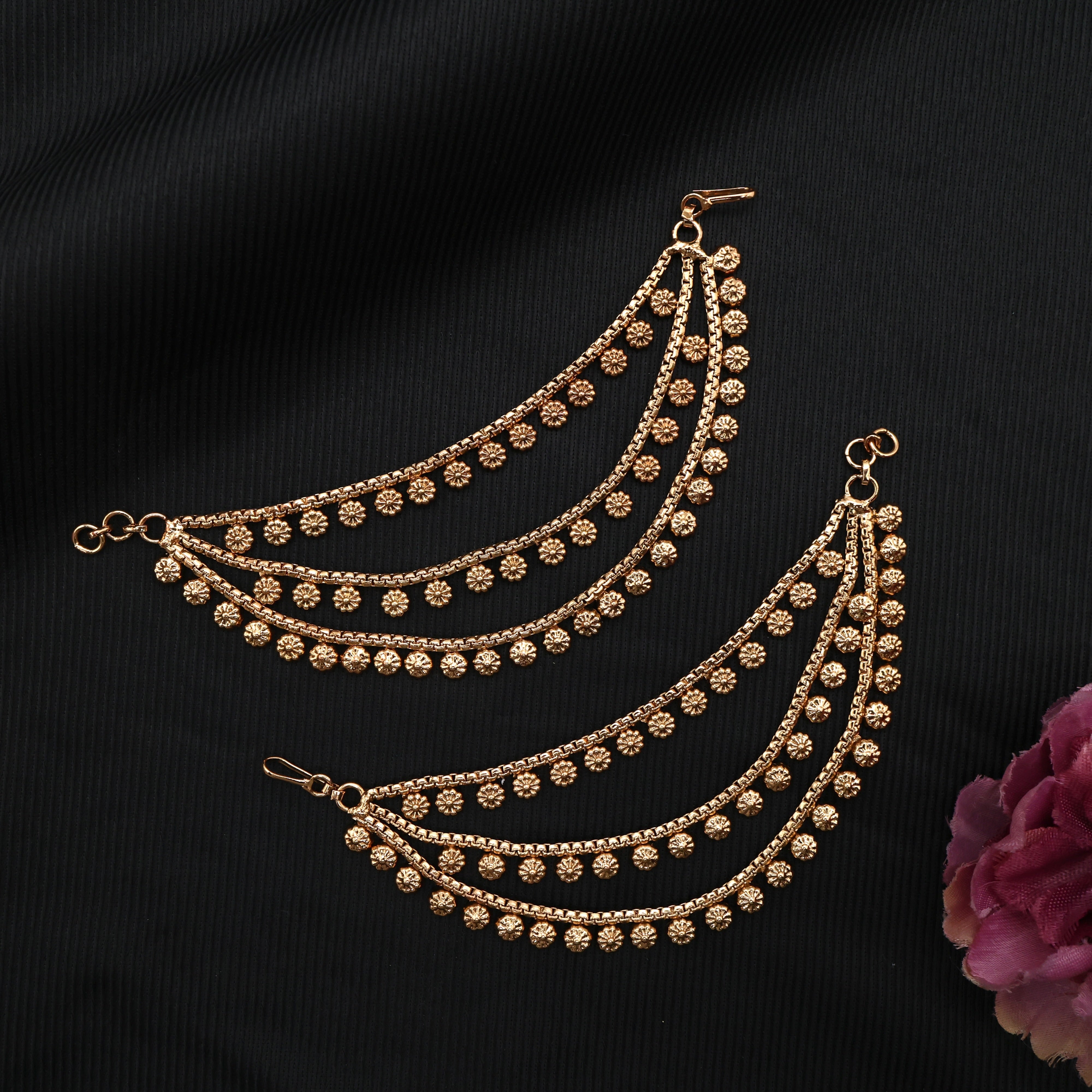 Gold Look Antique Flower Drops Bridal Maatal/Kaan Chain