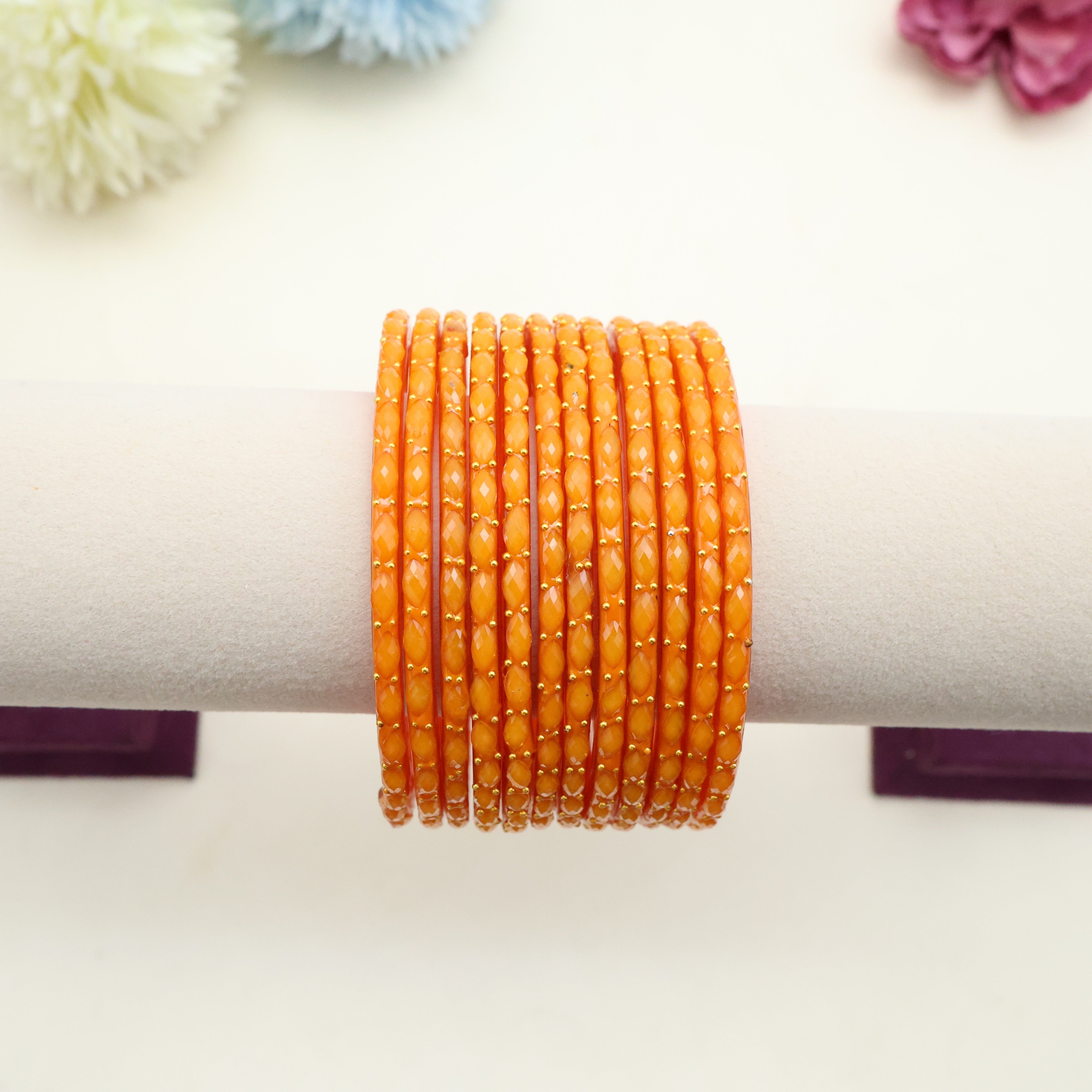 NEW PREMIUM RAIN DROP BANGLES (ONE DOZEN) - FRESH TURMERIC