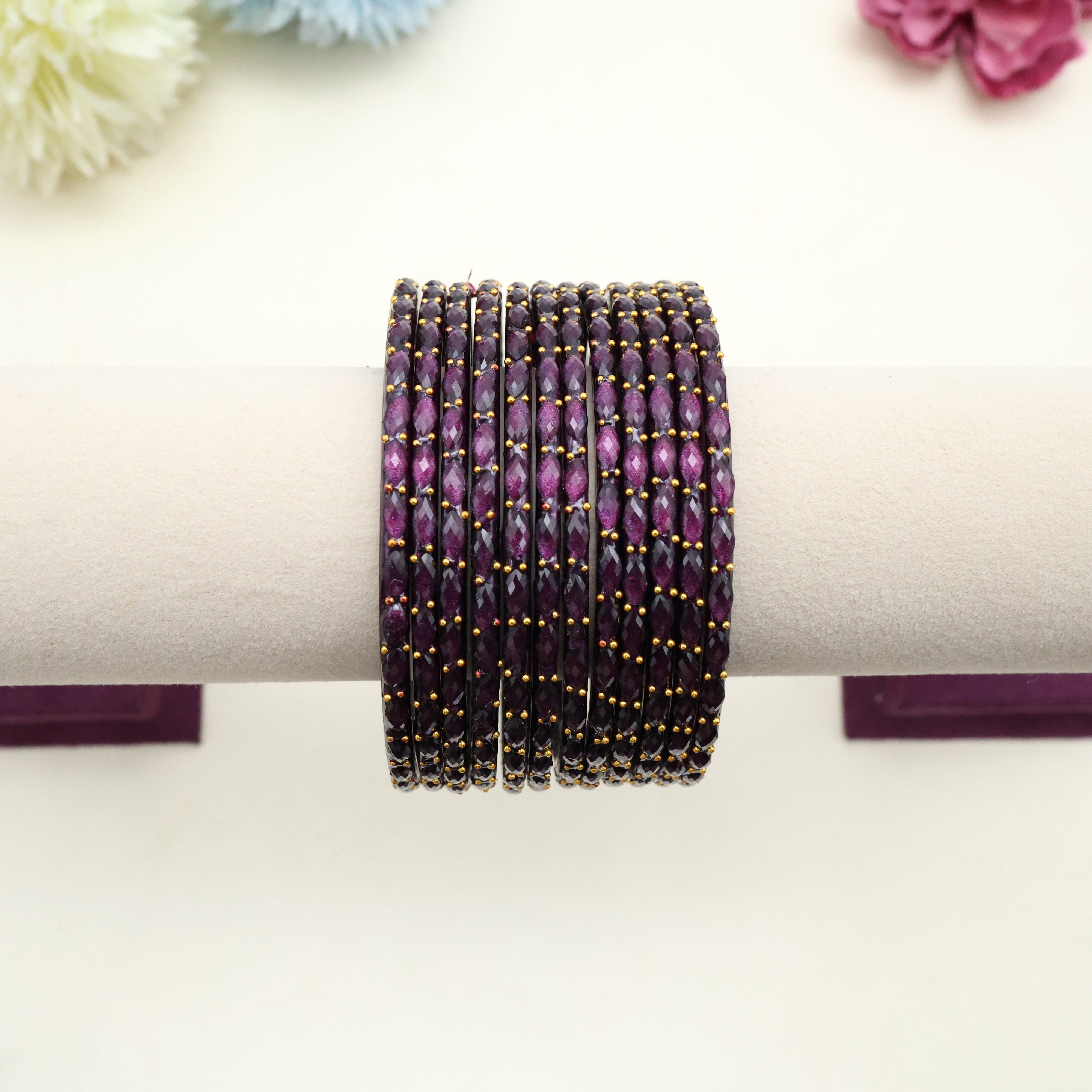 New Premium Rain Drop Bangles (One Dozen) - Grape Wine