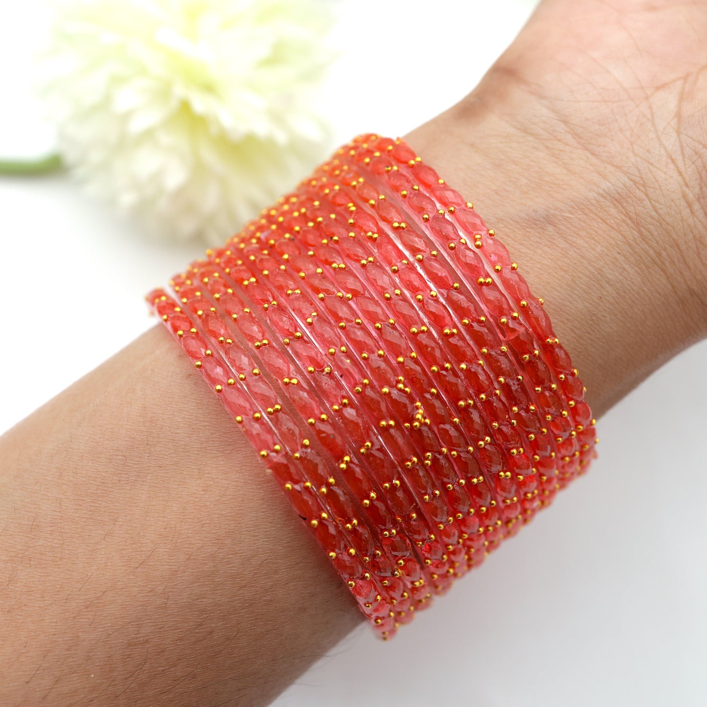 Raindrop Crystal Cut Glass Bangles - Gajar