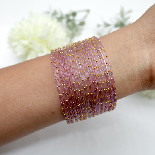 Raindrop Crystal Cut Glass Bangles - Pastel Purple