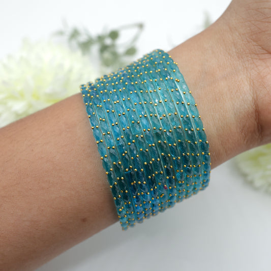 Raindrop Crystal Cut Glass Bangles - Light Blue