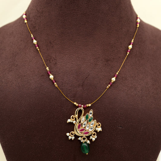 SWAN - Handmade Pachi Kundan Invisible Necklace Set