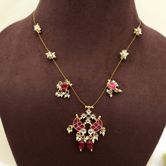 RANGOLI - Handmade Pachi Kundan Invisible Necklace Set