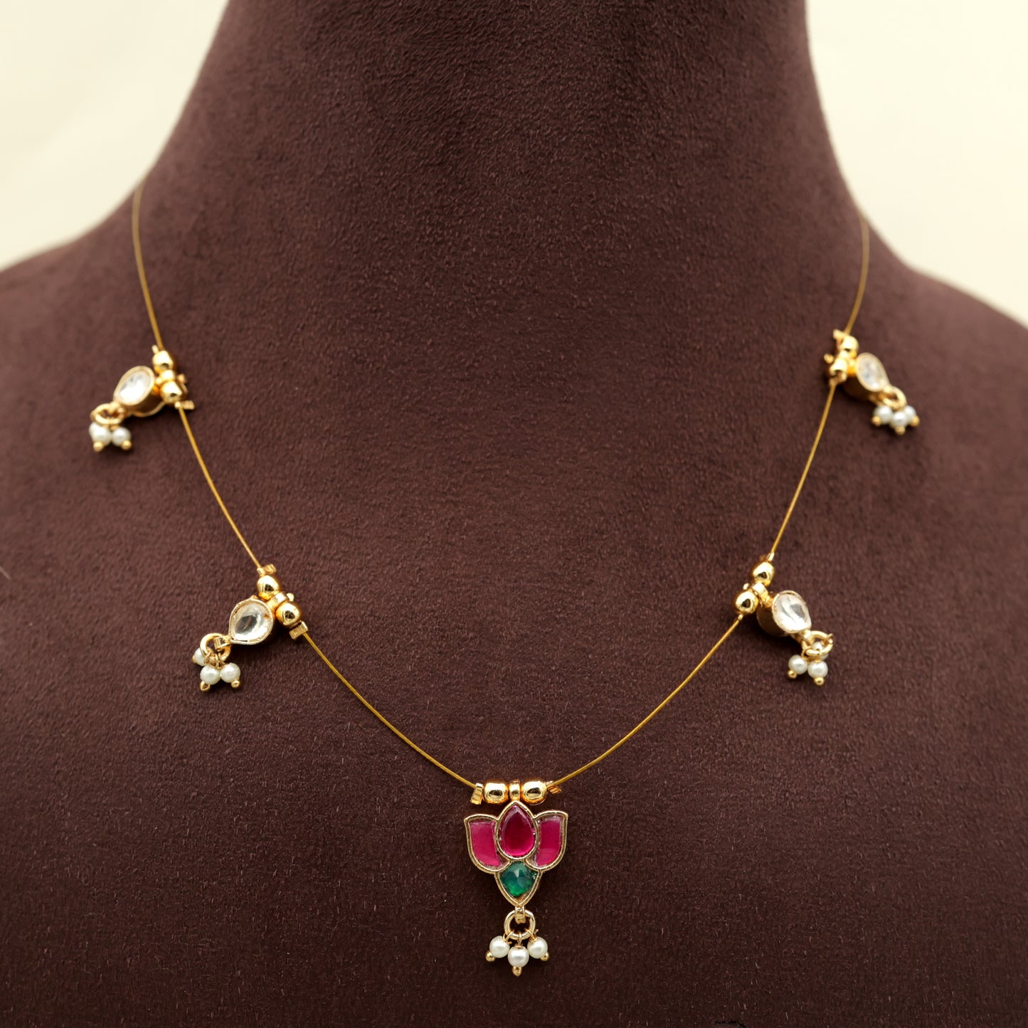 TAMARA - Handmade Jadau Kundan Invisible Necklace