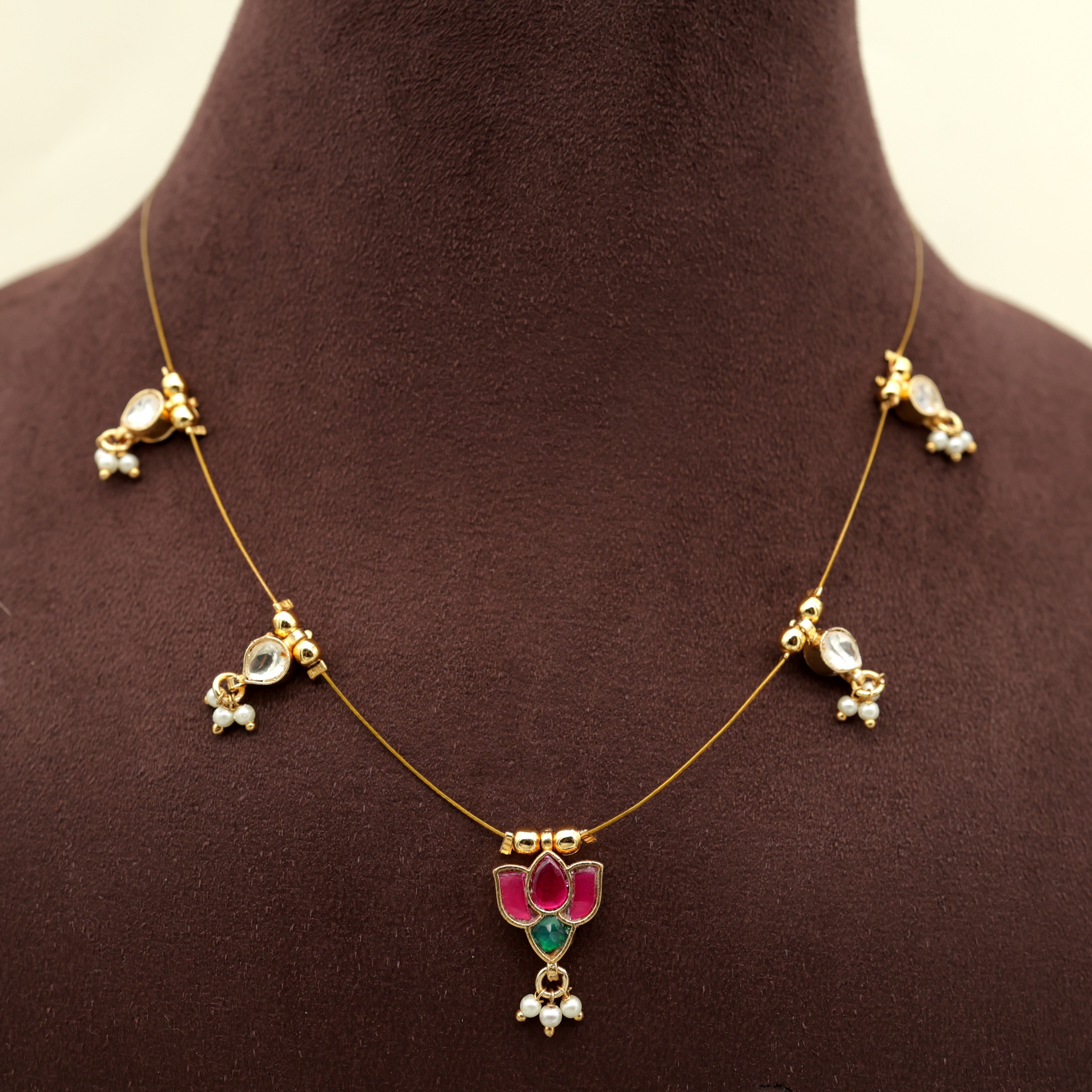 TAMARA - Handmade Jadau Kundan Invisible Necklace