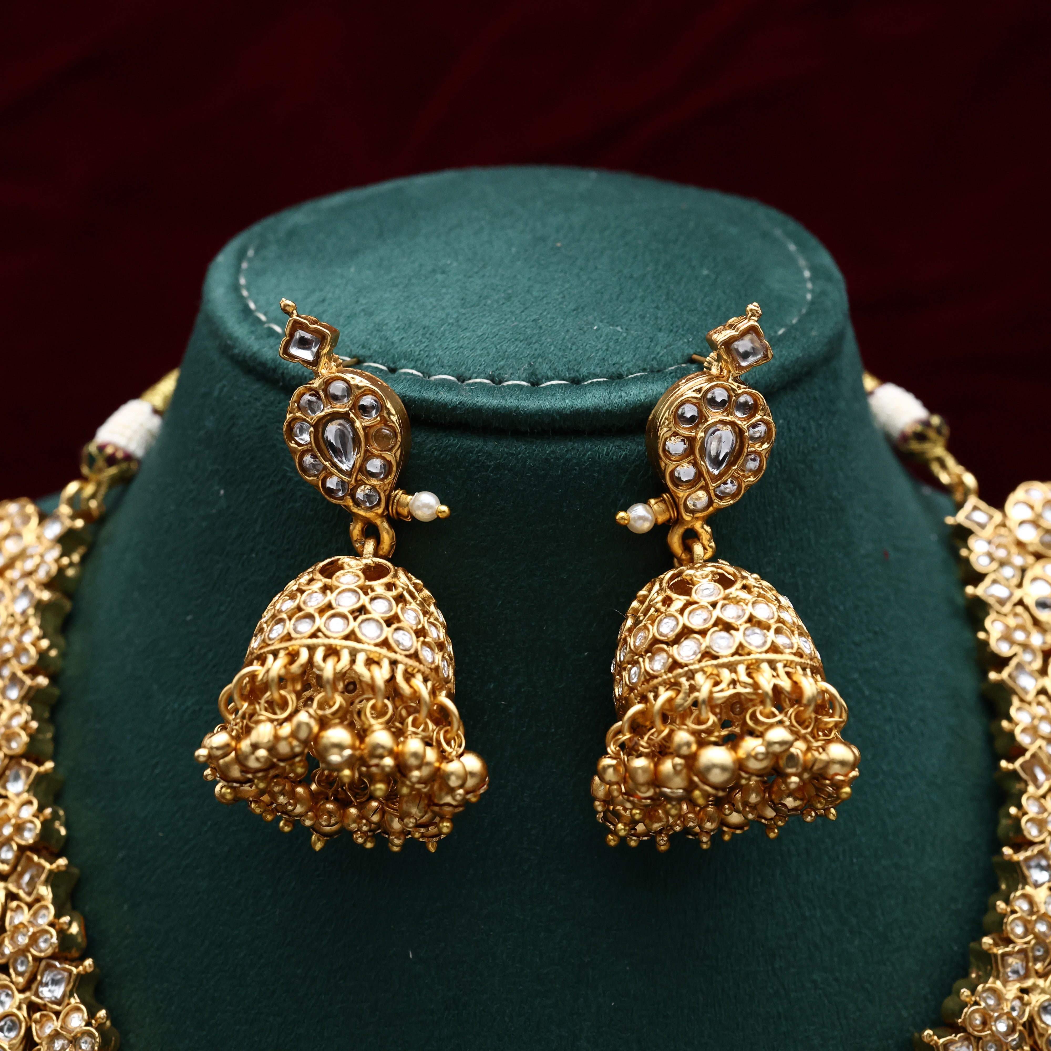 Antique Rettapakshi Mango Bridal Necklace Set - White