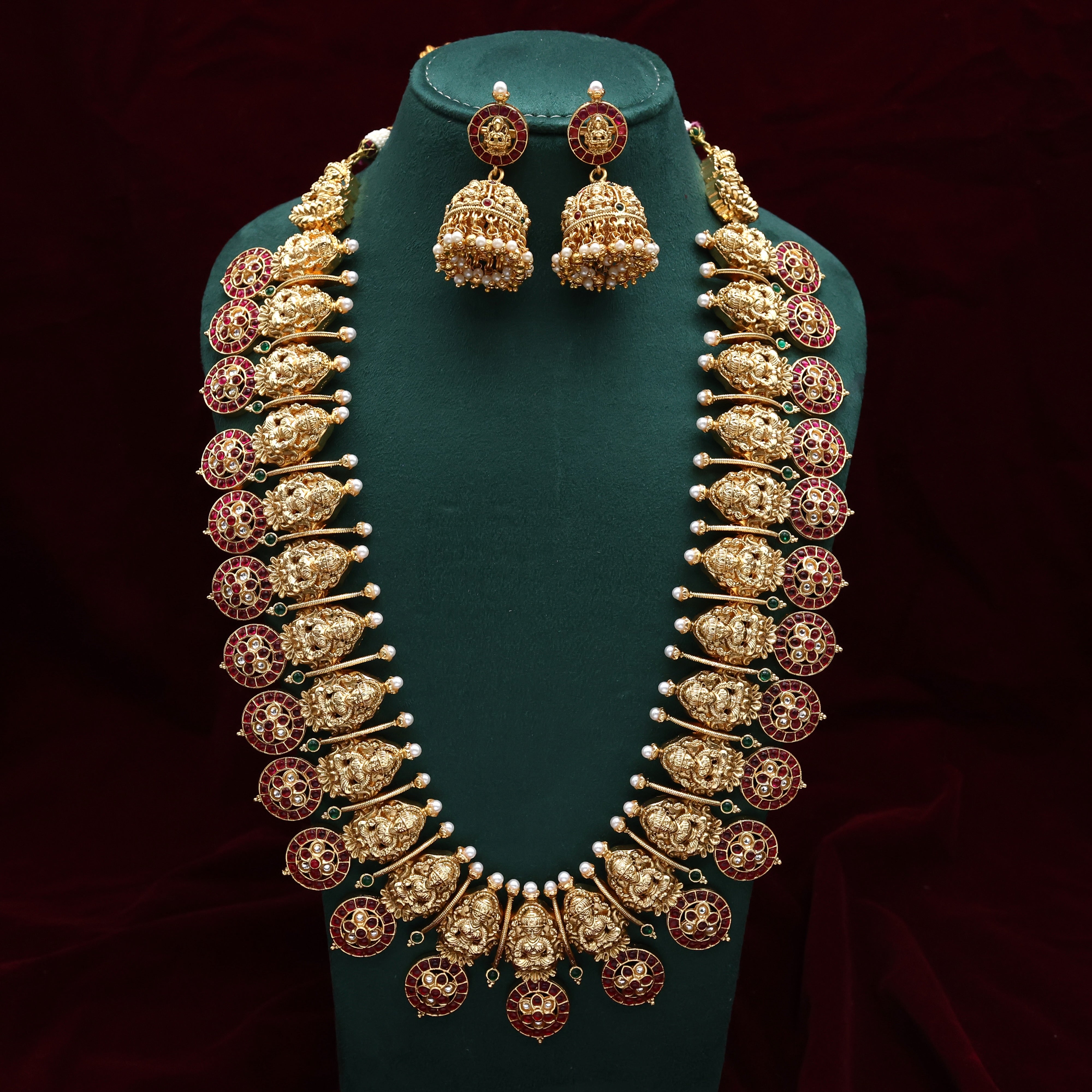 Antique Nagas Premium Lakshmi Flower Butta Bridal Haaram Set