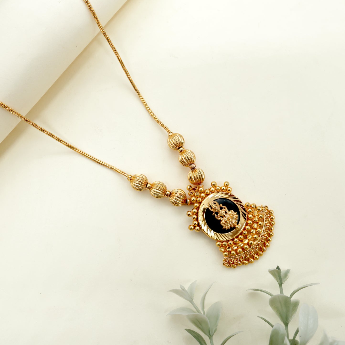 Real Gold Tone Kerala Lakshmi Palakka Pendant Short Mala