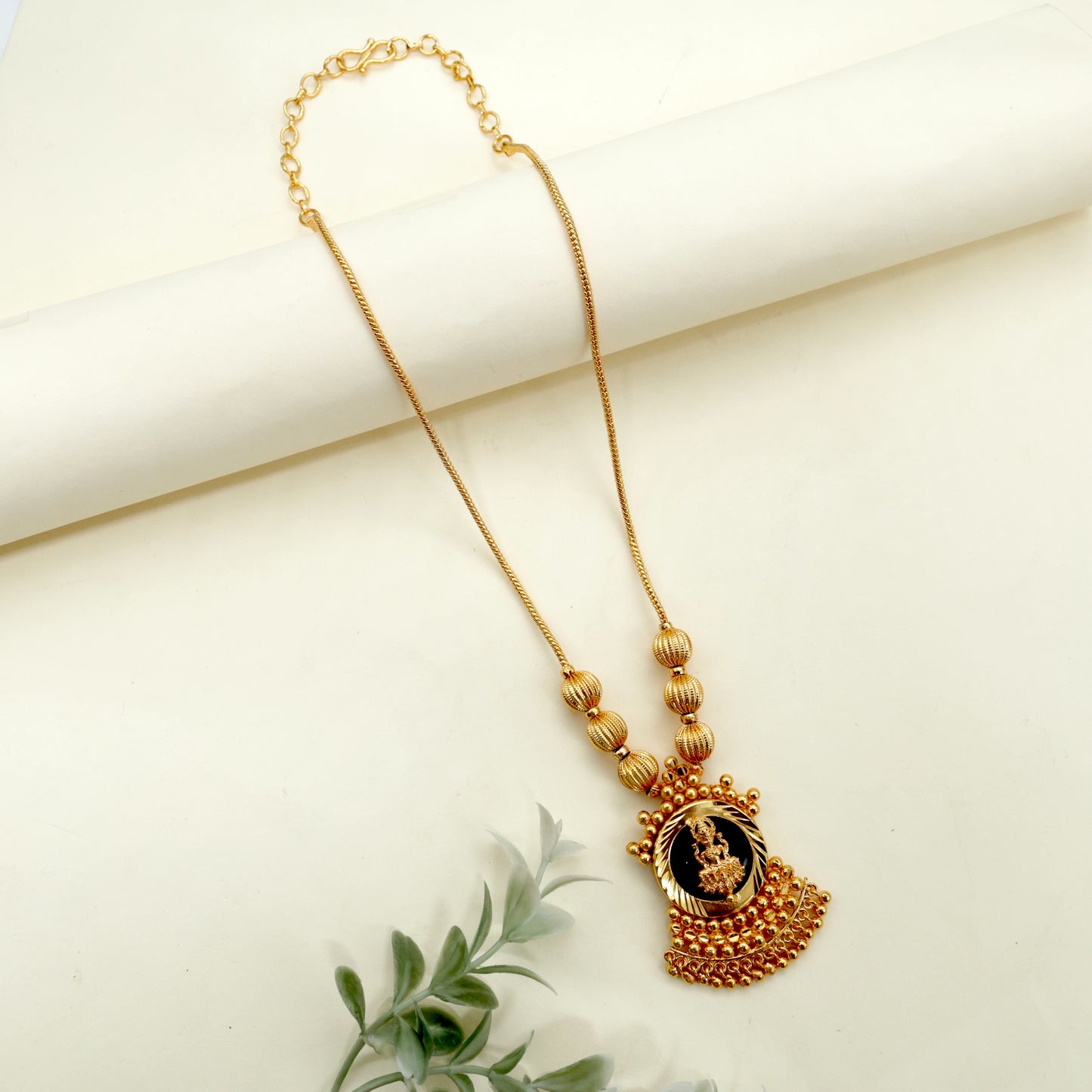 Real Gold Tone Kerala Lakshmi Palakka Pendant Short Mala