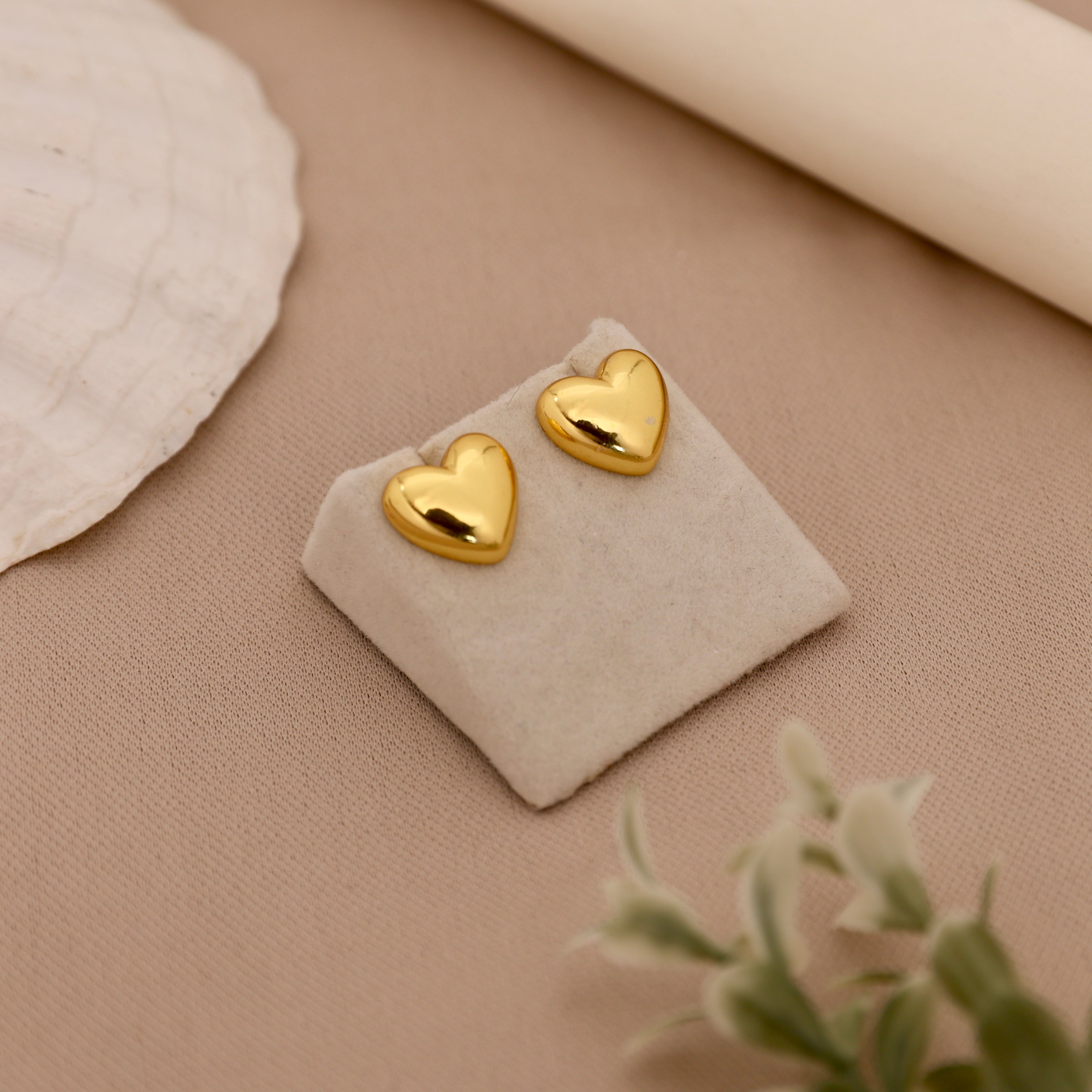 Anti-Tarnish Gold Tone Earrings - Lovely Hearts