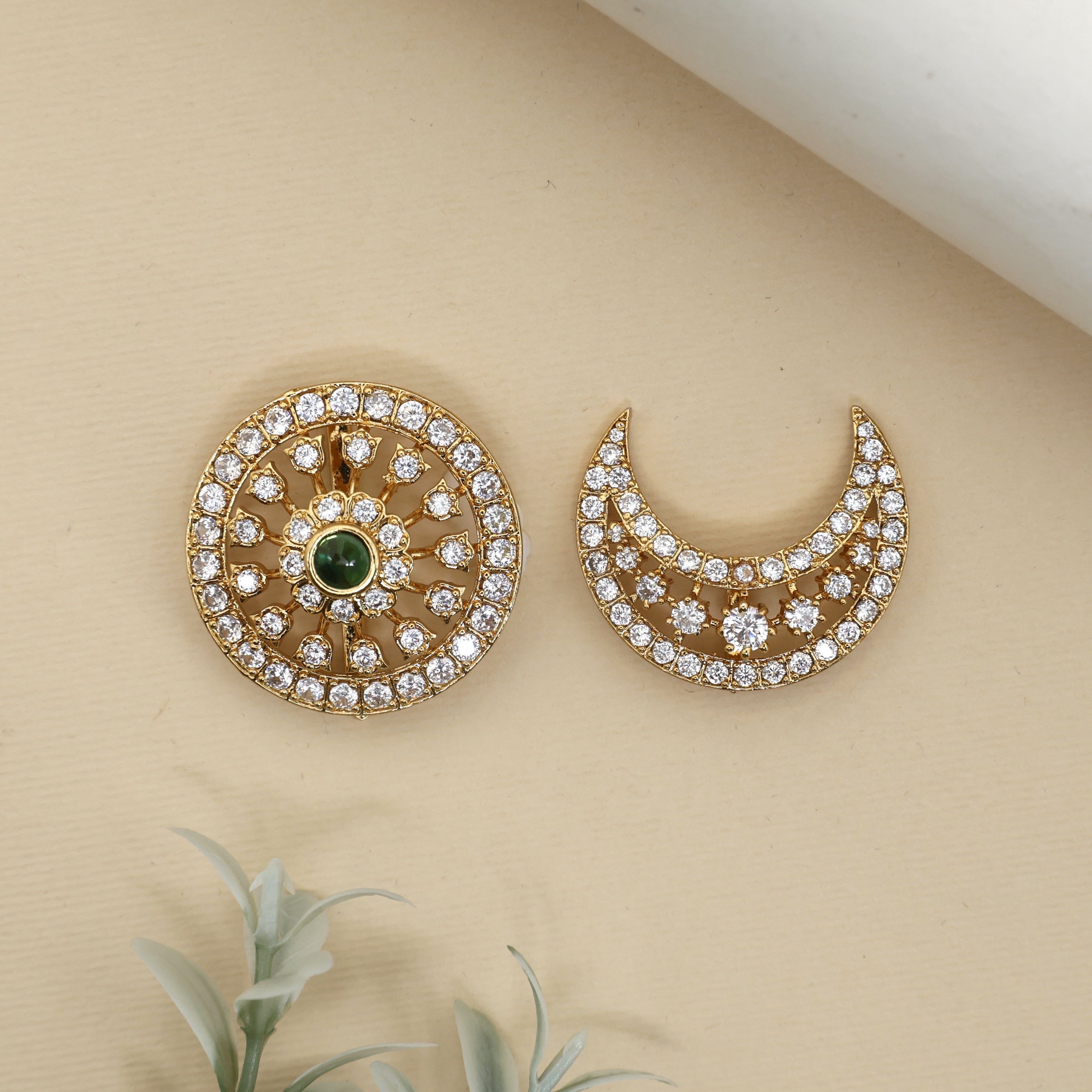 Diamond Look Alike Bridal Sun Moon Jada Billas - Suryan Chandran Jadai Billais