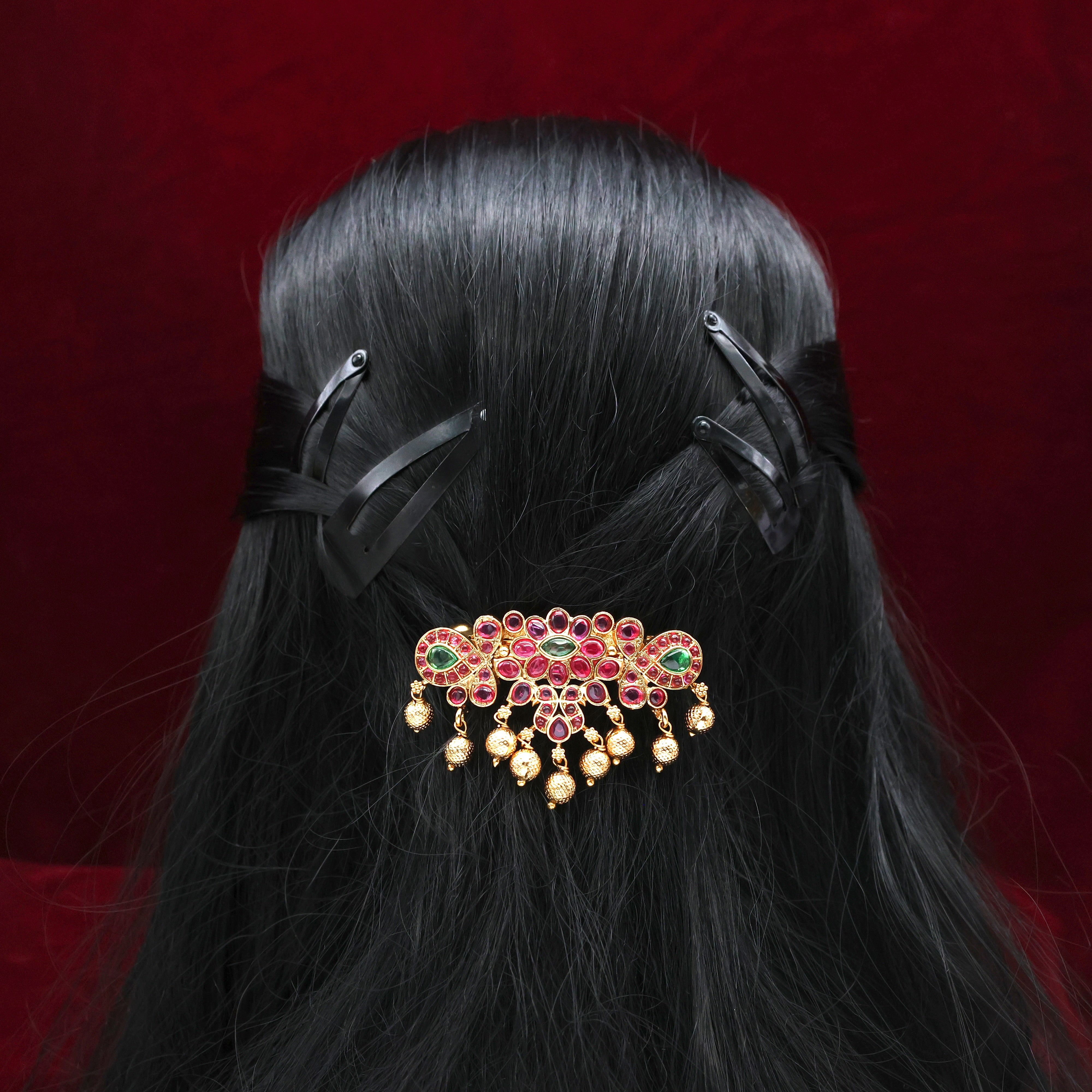 Premium Nagas Kemp Flower Bridal French Barrette Hair Clip