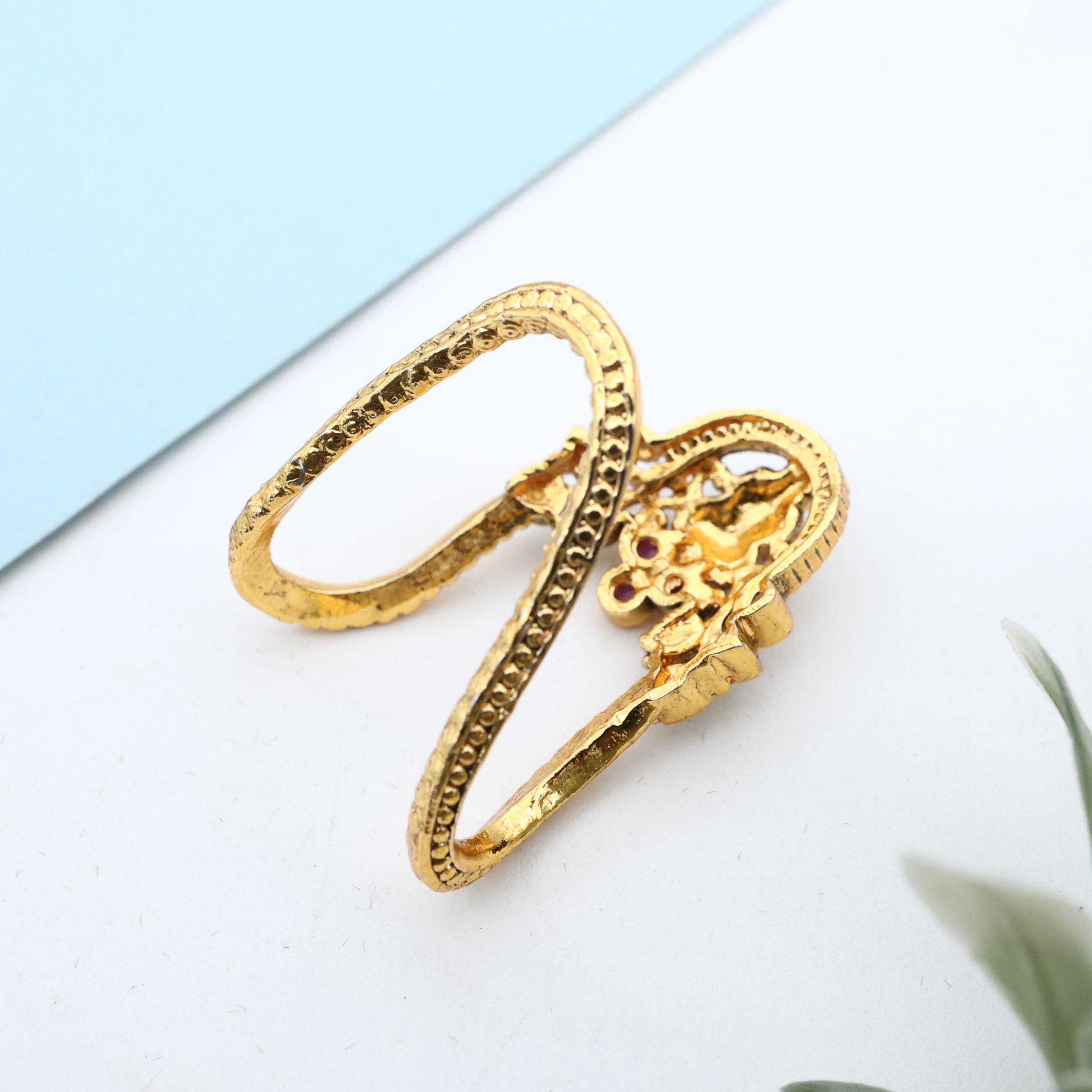 Antique Gold Lakshmi Kemp Traditional Vanki Finger Ring