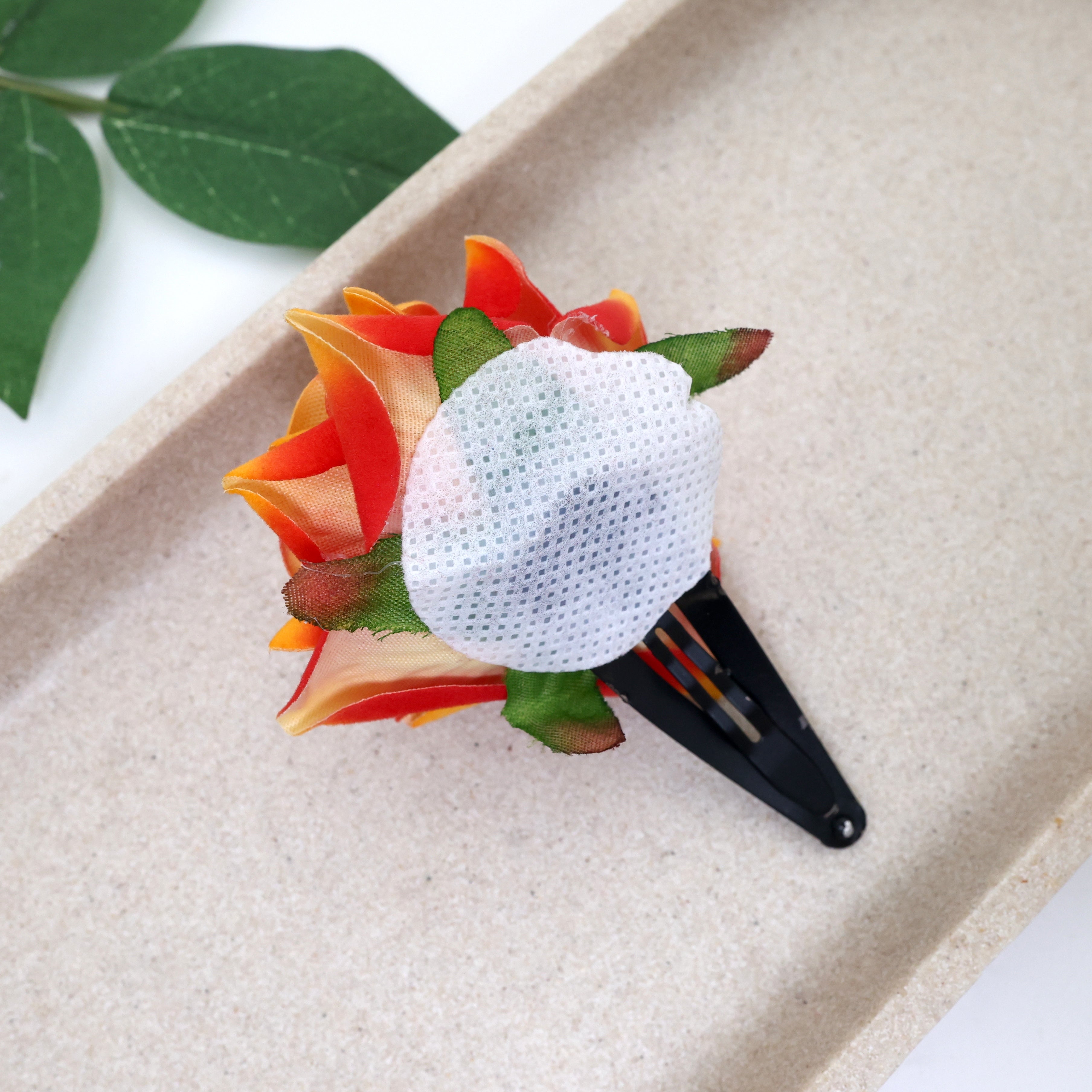 Real Looking Fabric Velvet Rose Hair Clips (One Pair)