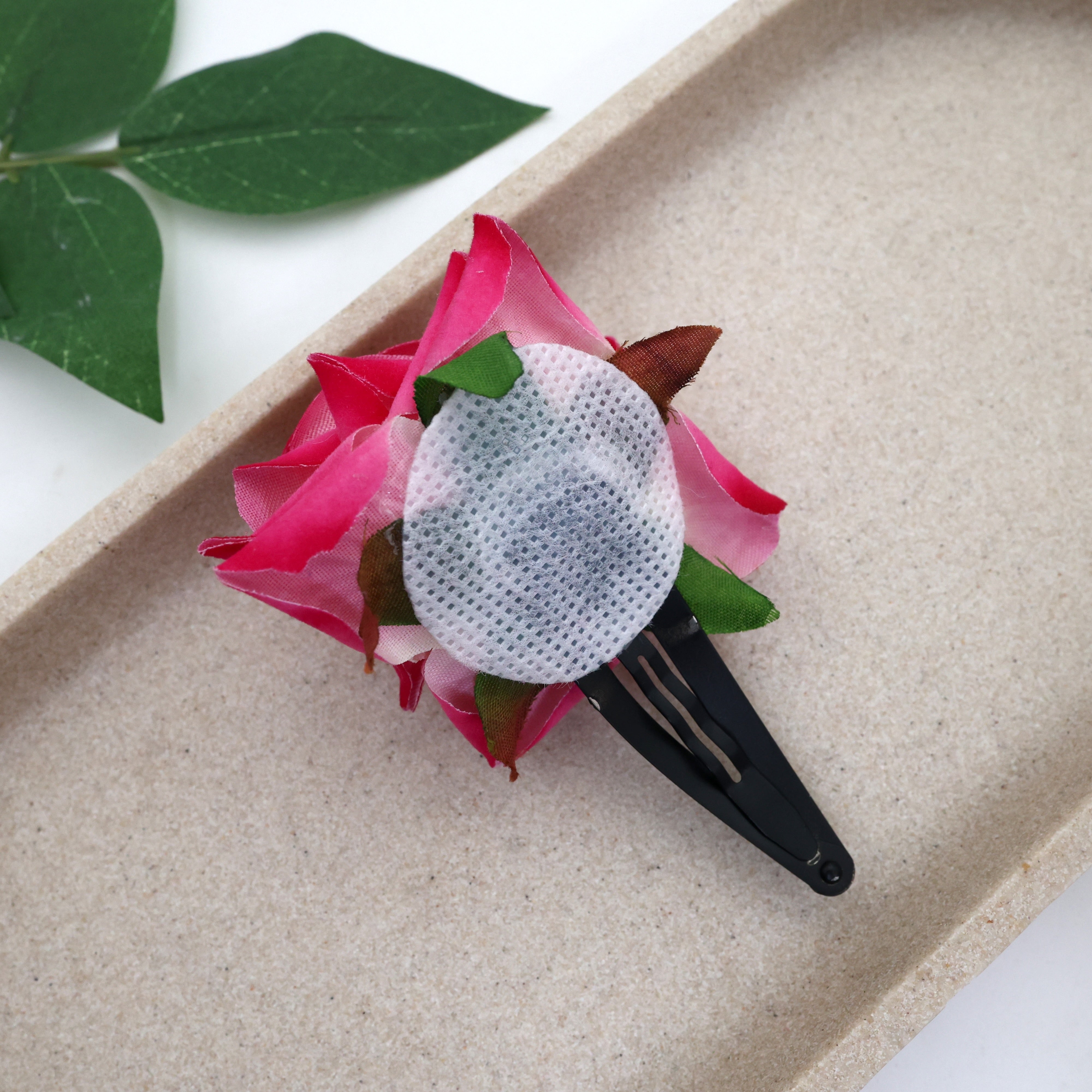 Real Looking Fabric Velvet Rose Hair Clips (One Pair)