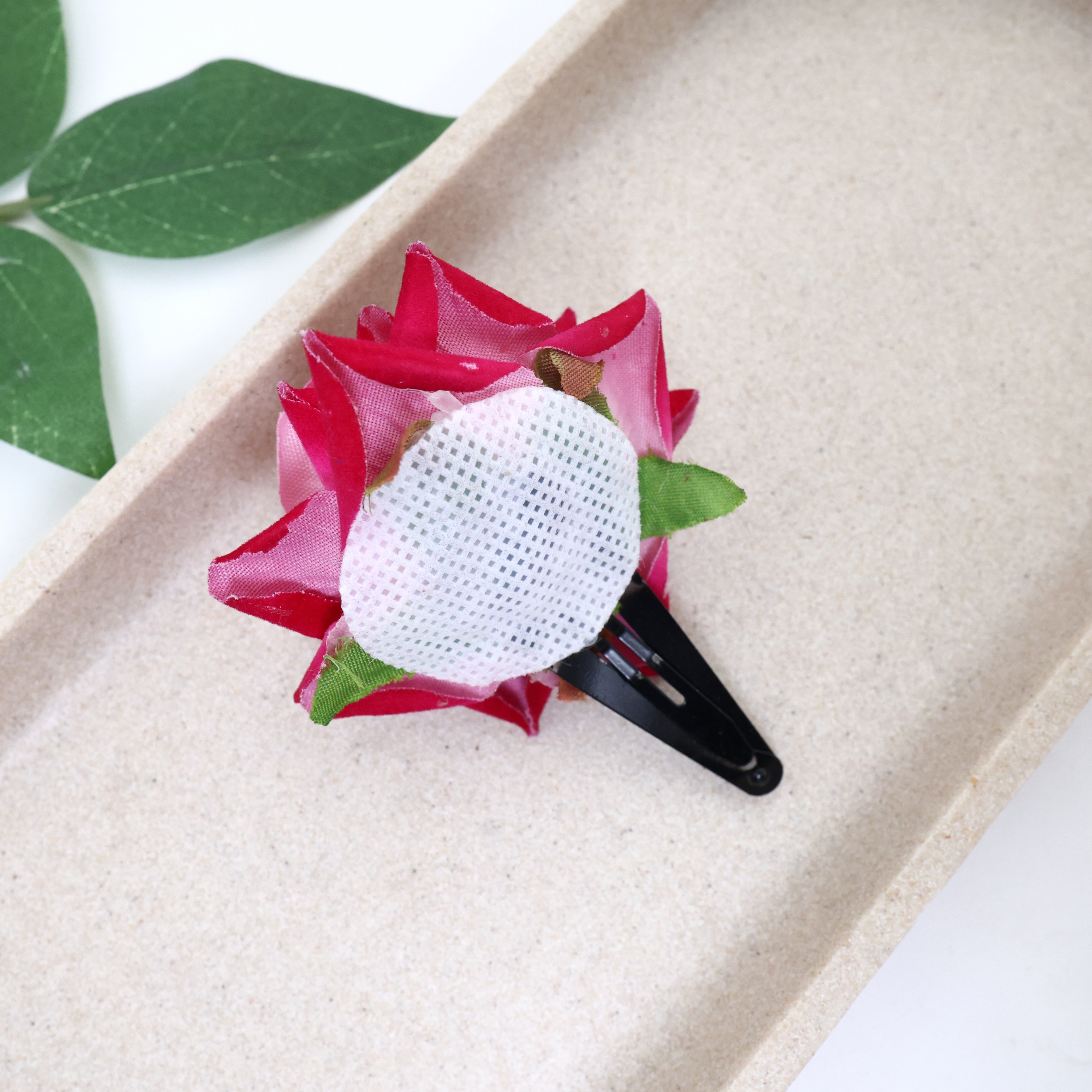 Real Looking Fabric Velvet Rose Hair Clips (One Pair)