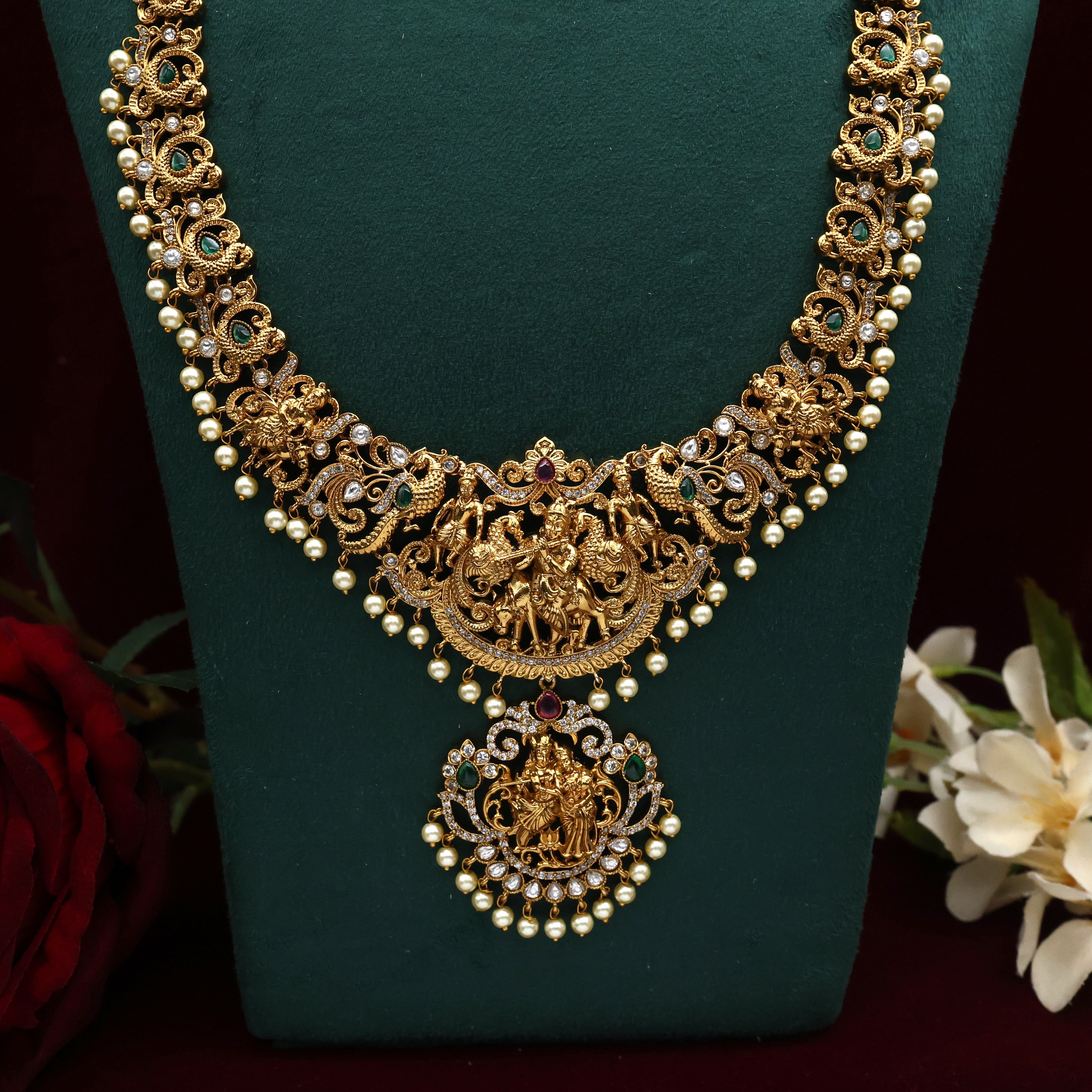 Antique Nagas Lord Krishna Bridal Haaram Set