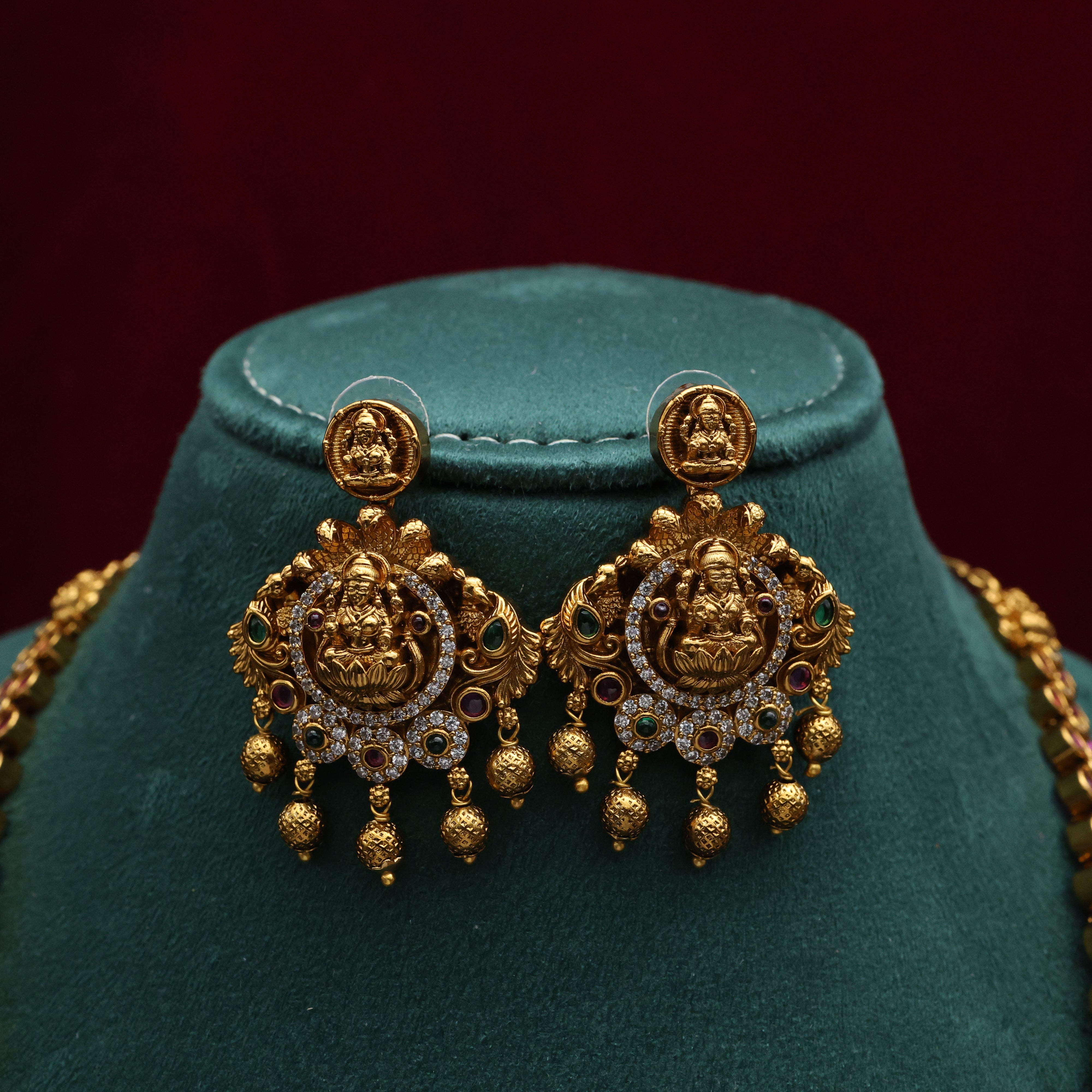Antique Nagas AD Lakshmi Buttas Unique Bridal Haaram Set