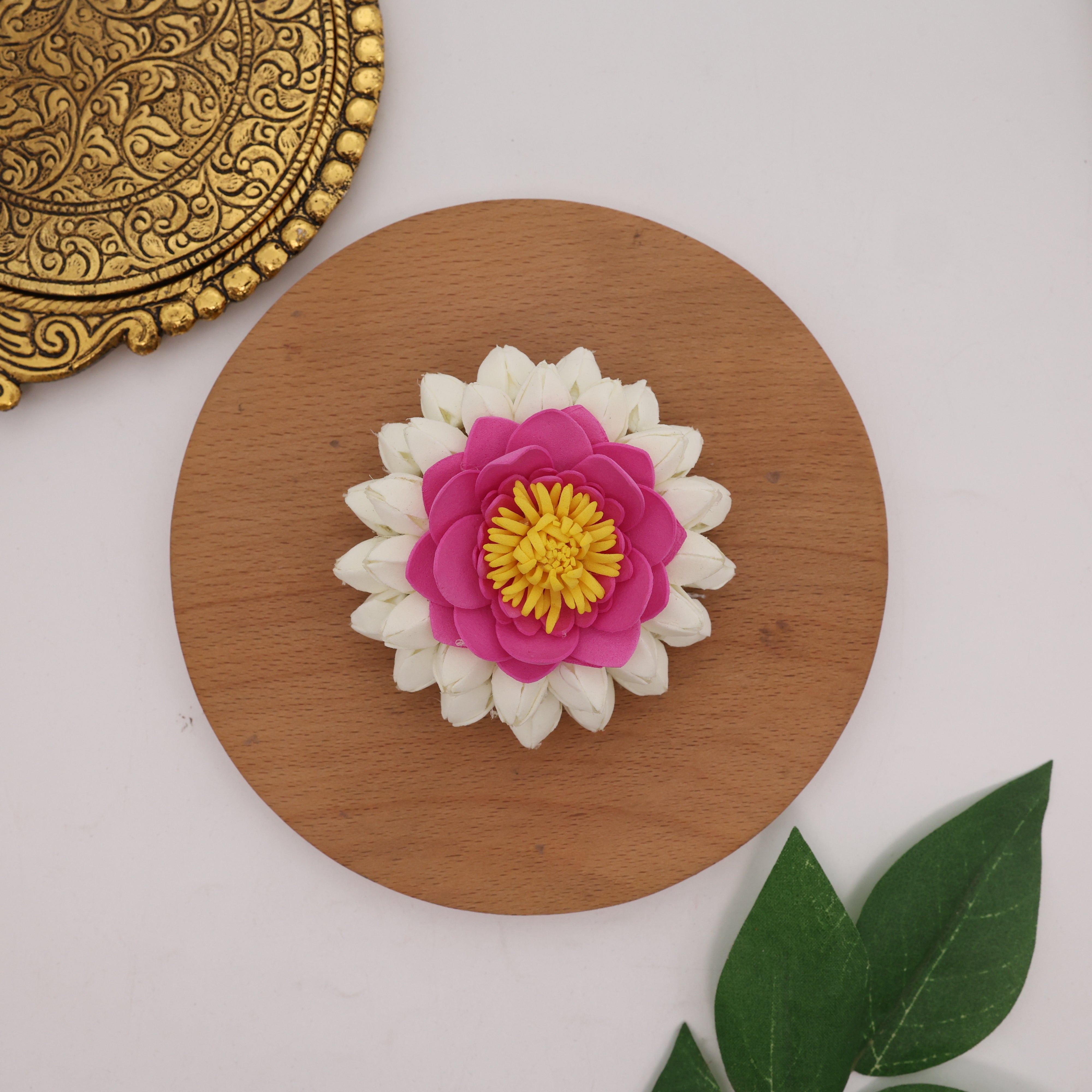 Handmade Foam Double Layer Foam Jasmine Buds Lotus Round French Barrette Hair Clip