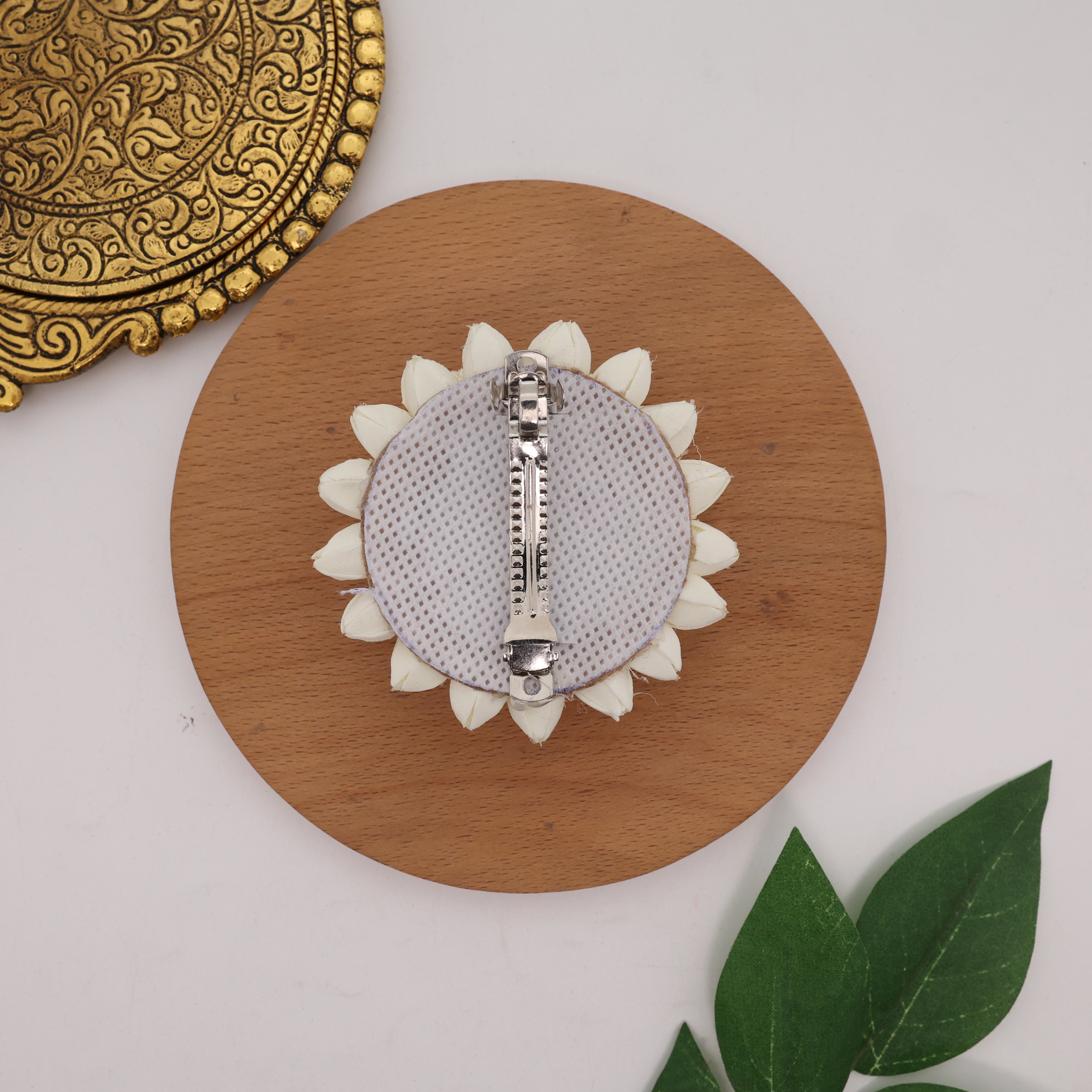 Handmade Foam Double Layer Foam Jasmine Buds Lotus Round French Barrette Hair Clip