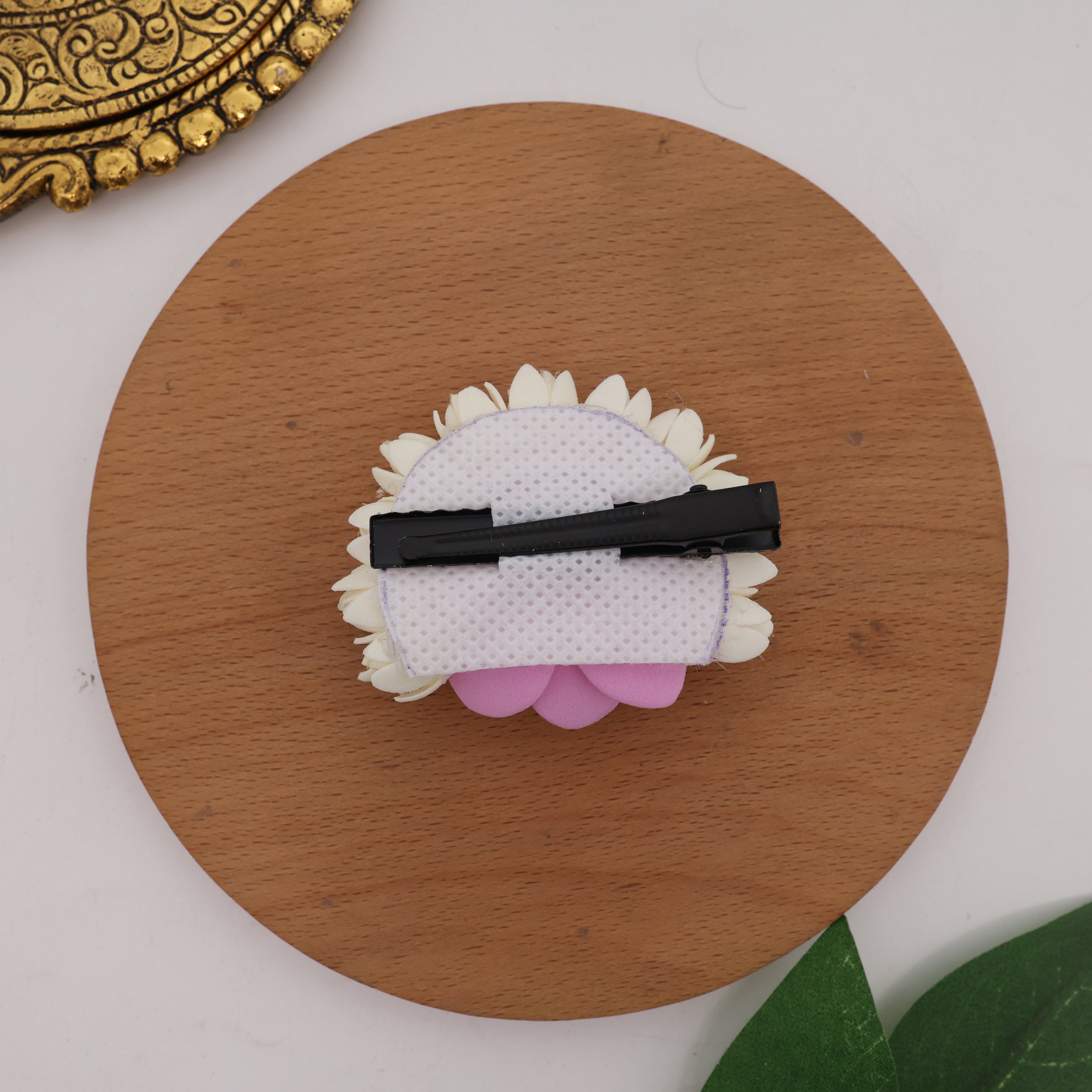 Handmade Foam Bloomed Jasmine Lotus Moon Shaped Alligator Hair Clip