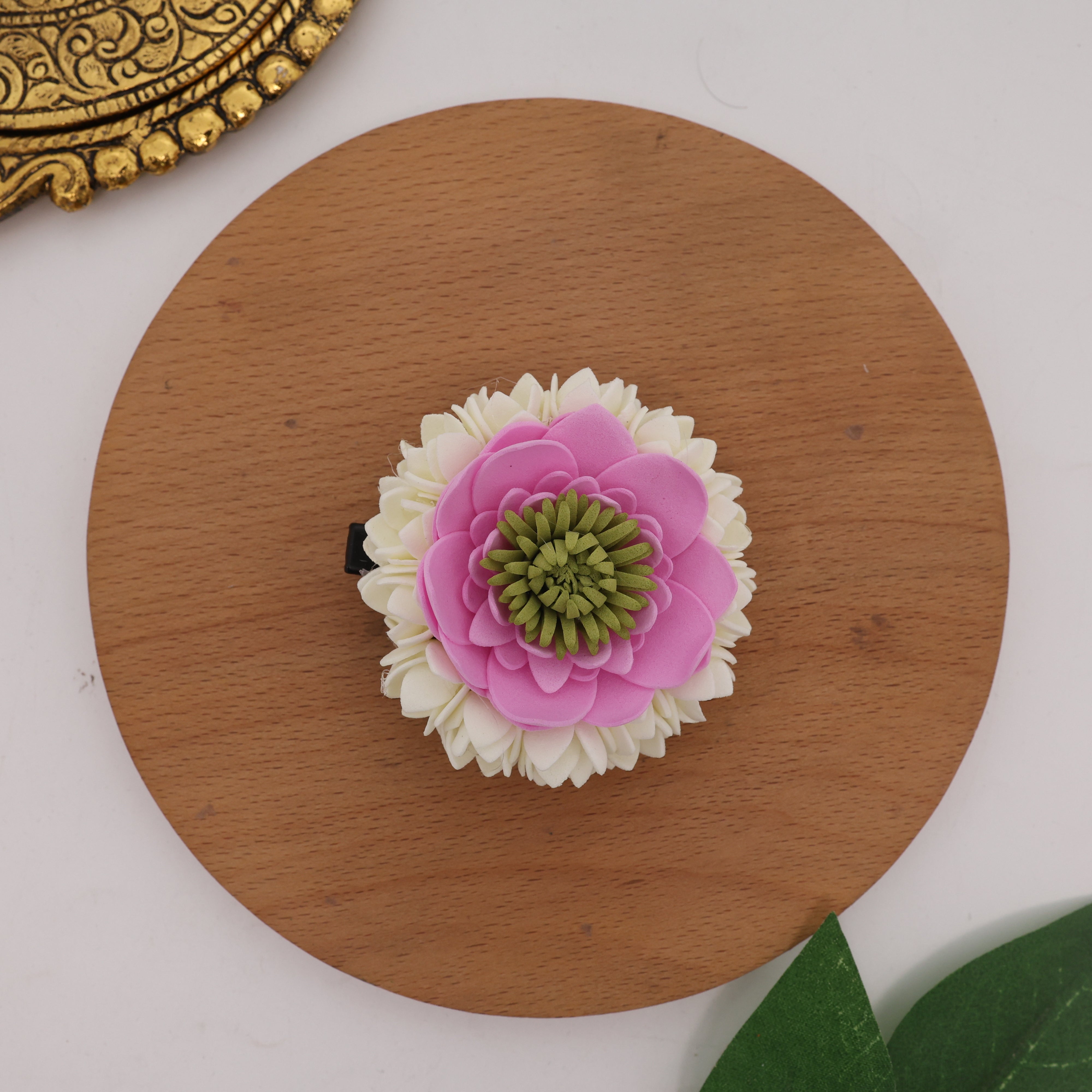 Handmade Foam Reusable Bloomed Jasmine Lotus Alligator Clip