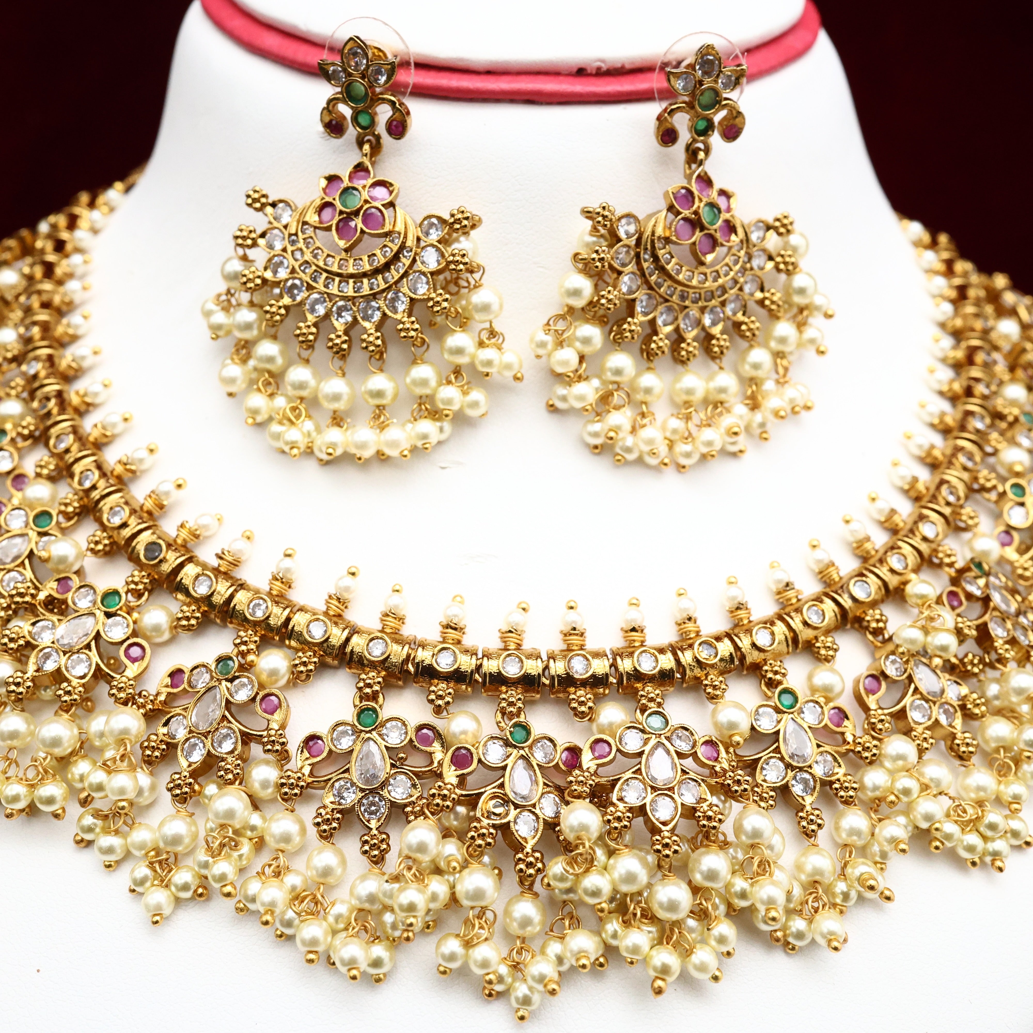 Antique AD No figure No Idol Bridal Guttapusalu Necklace Set