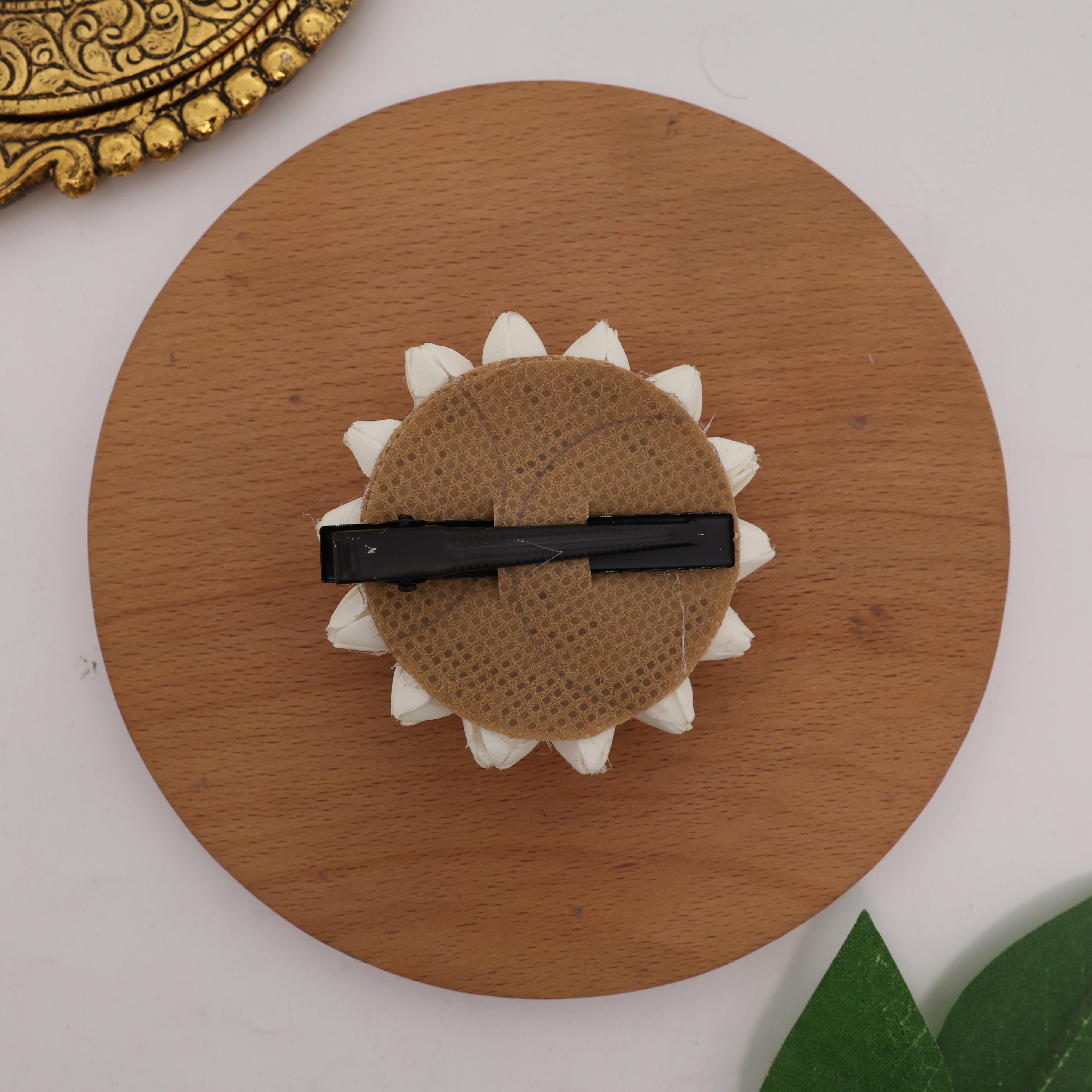 Handmade Foam Reusable Jasmine Buds Lotus Round Alligator Hair Clip