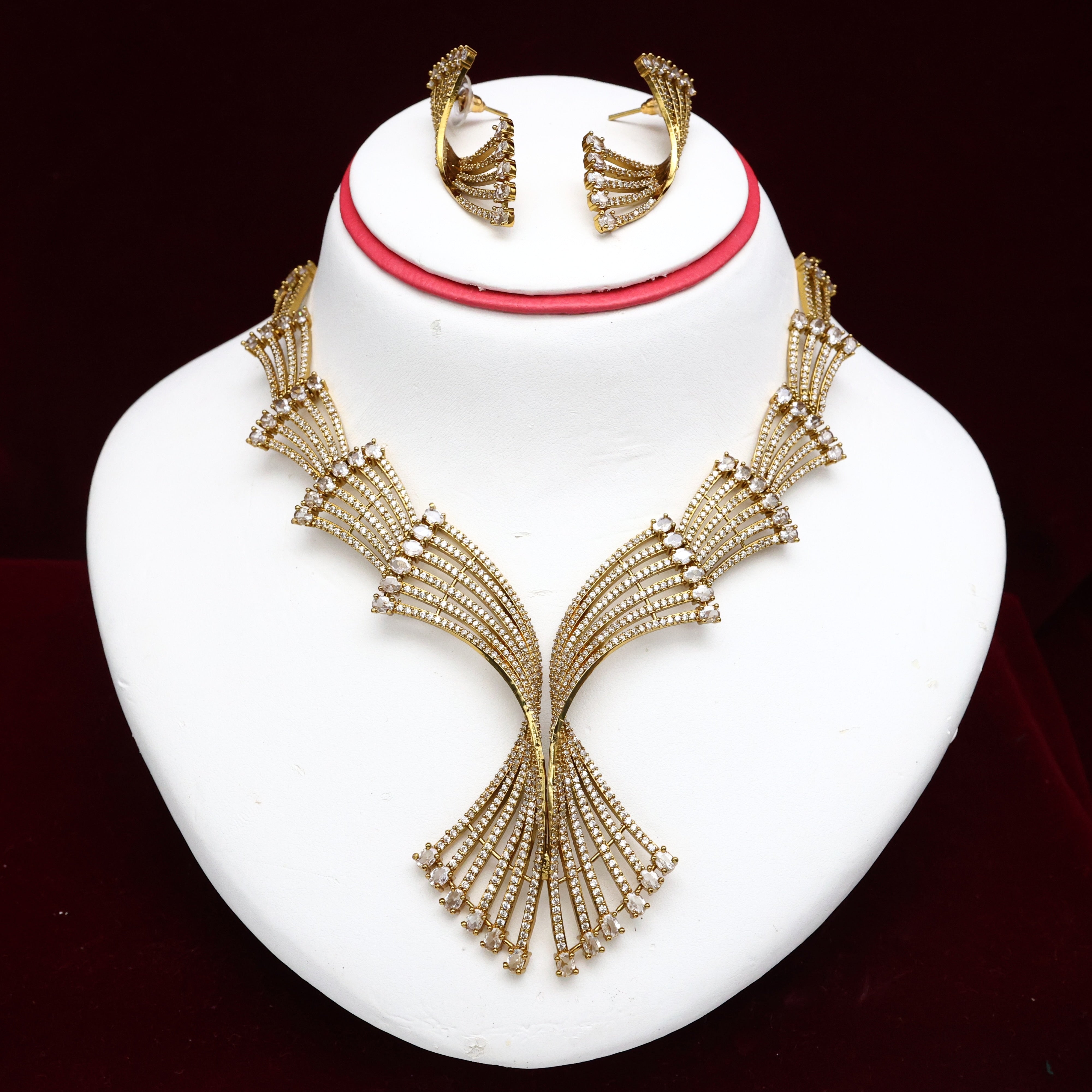 Diamond Look AD Bridal Necklace Set