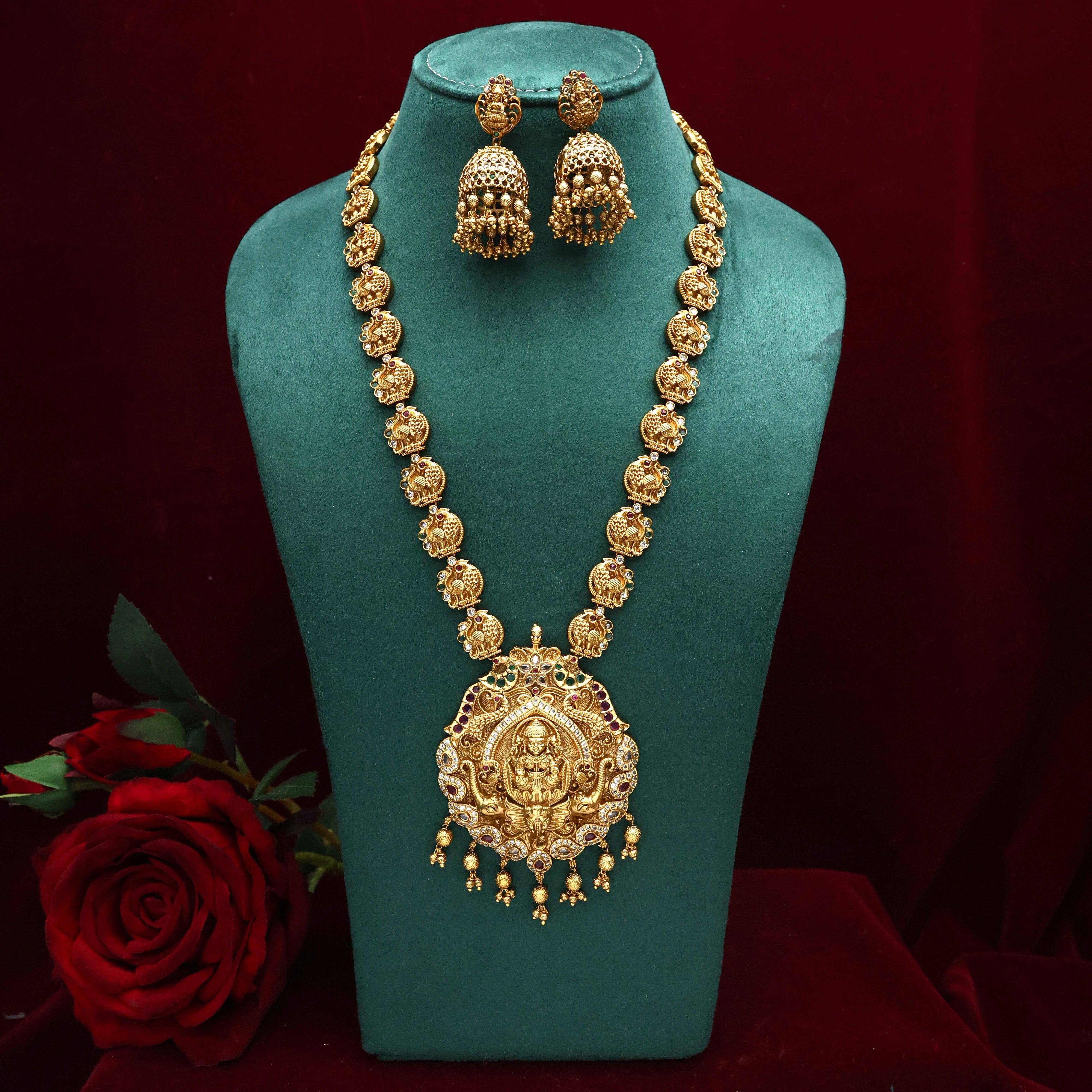 Antique Gold Nagas Gajalakshmi Annam Bridal Haaram Set