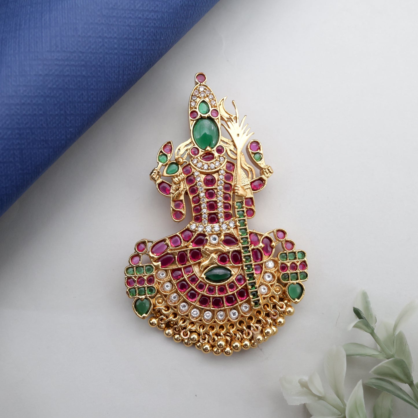 Detachable Premium Kemp Kundan Goddess Kamakshi Divine Pendant