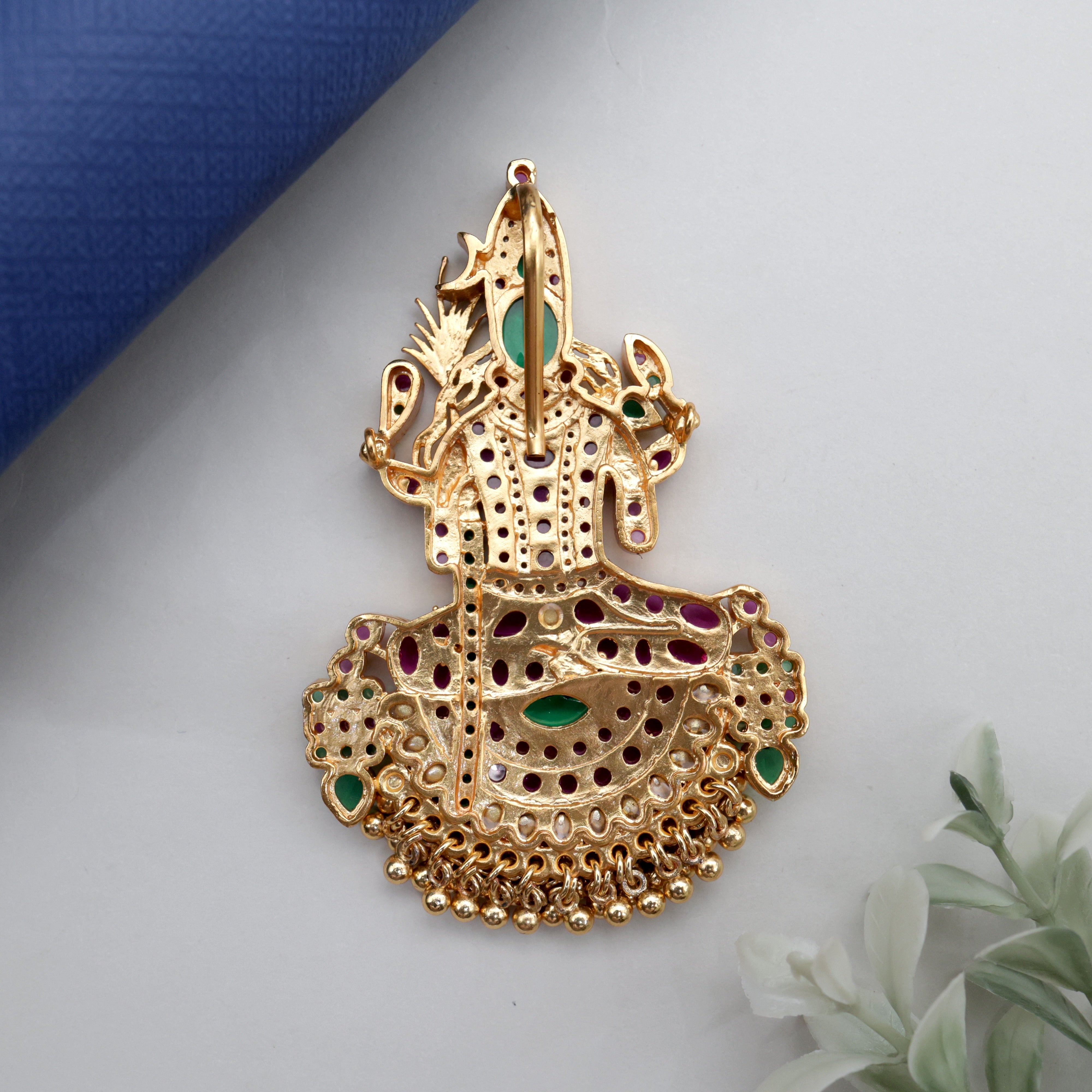 Detachable Premium Kemp Kundan Goddess Kamakshi Divine Pendant