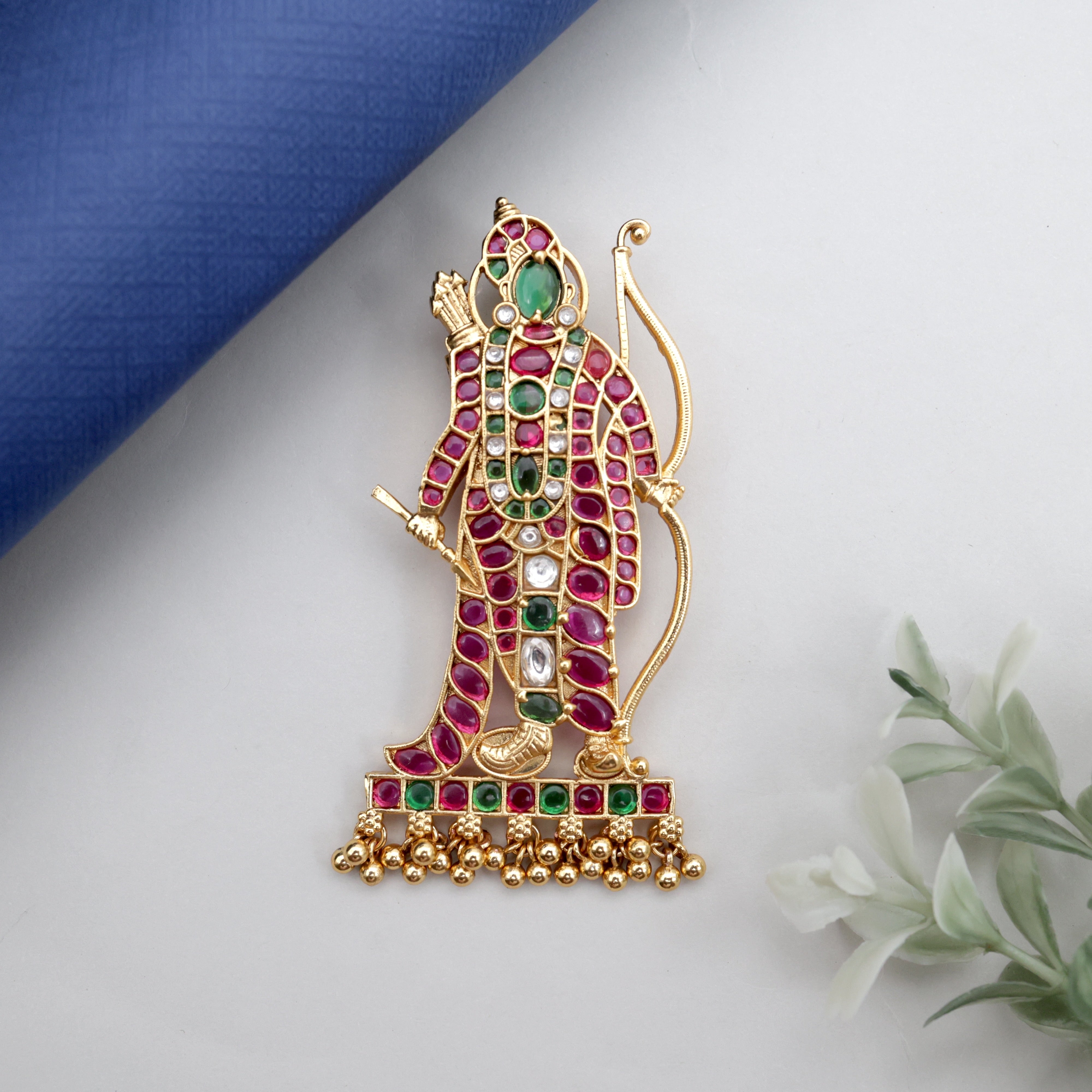 Detachable Premium Kemp Kundan Lord Ram Divine Pendant