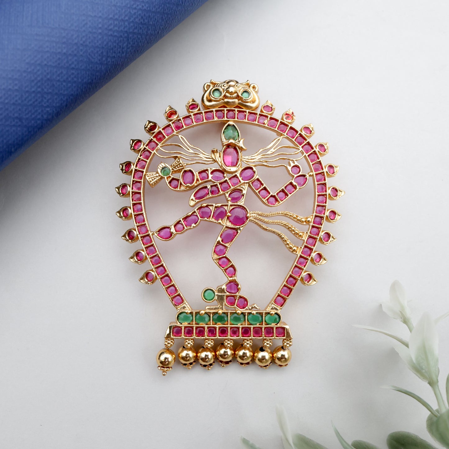 Detachable Premium Kemp Kundan Lord Nataraja Divine Pendant