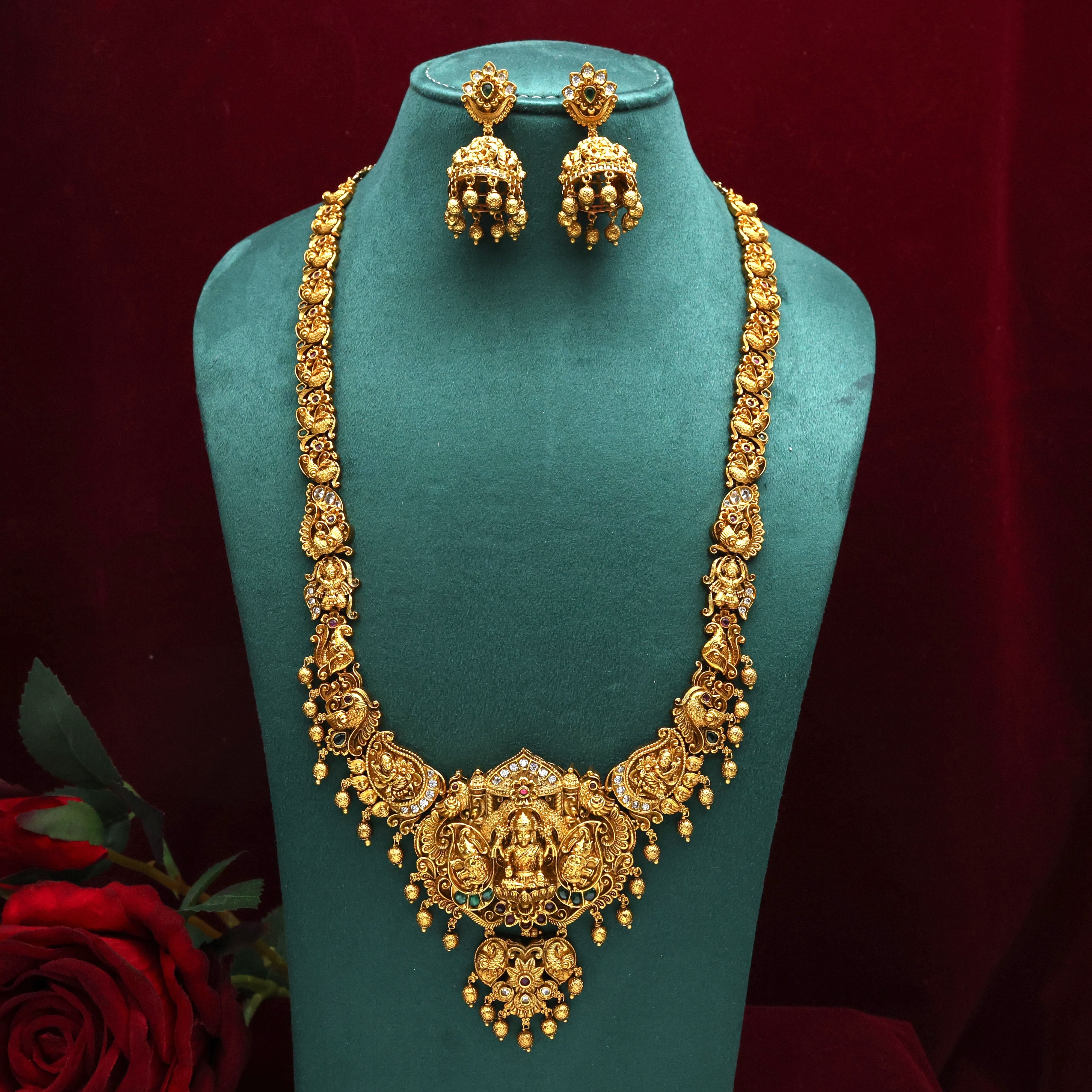 Antique Gold Nagas Gajalakshmi Bridal Haaram Set