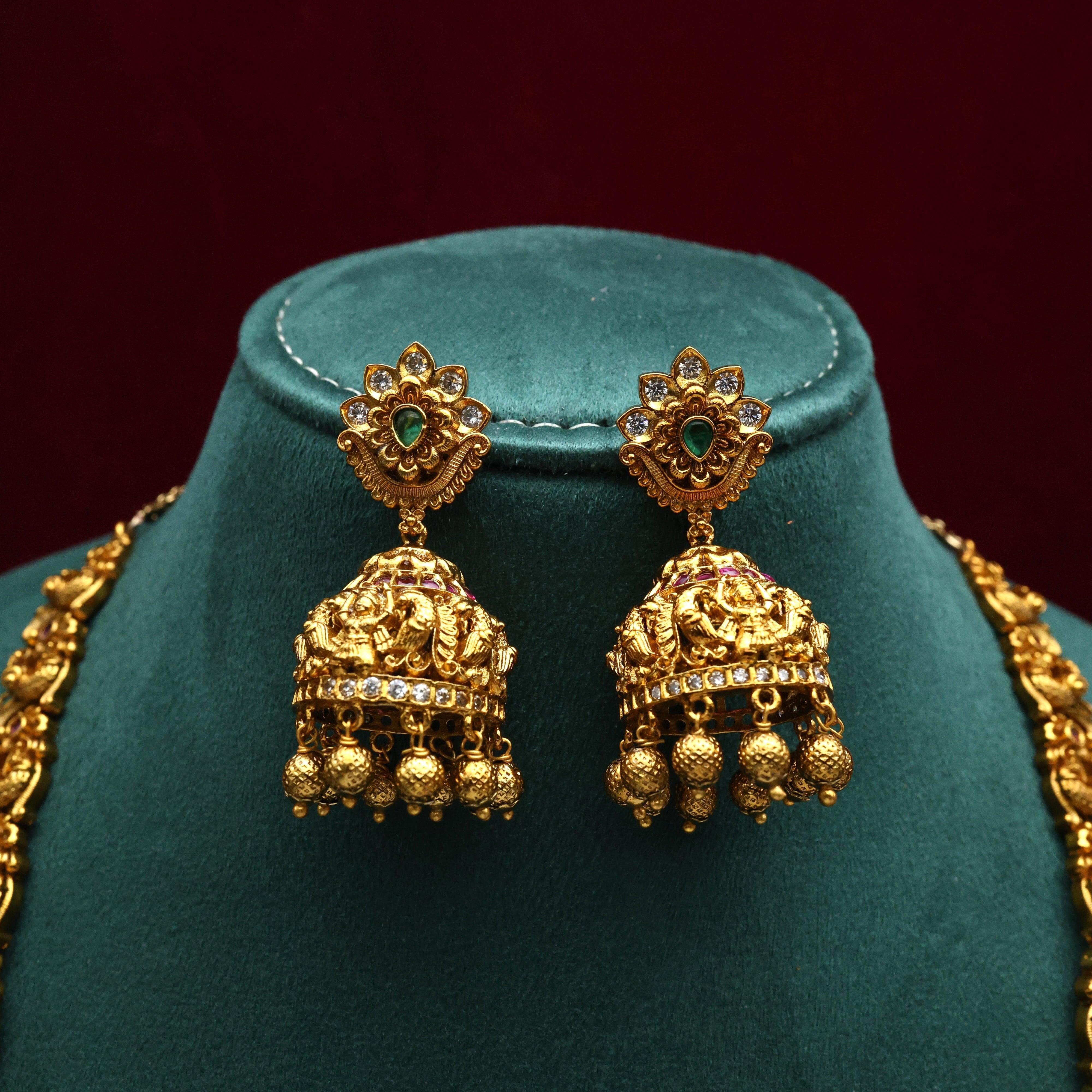 Antique Gold Nagas Gajalakshmi Bridal Haaram Set