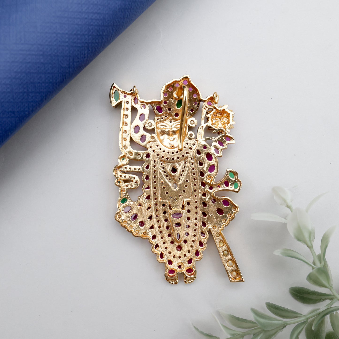 Detachable Premium Kemp Kundan Shrinathji Divine Pendant