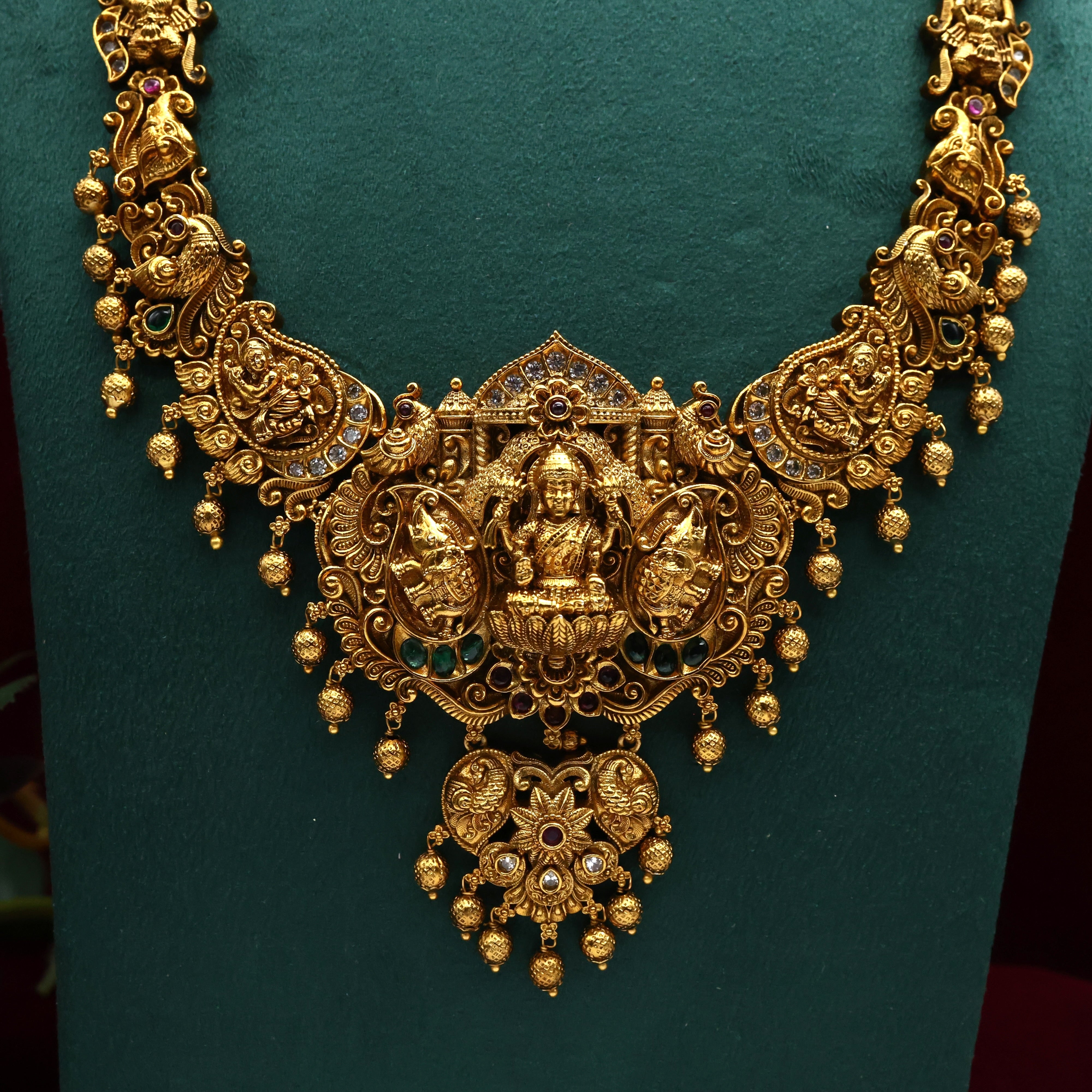Antique Gold Nagas Gajalakshmi Bridal Haaram Set