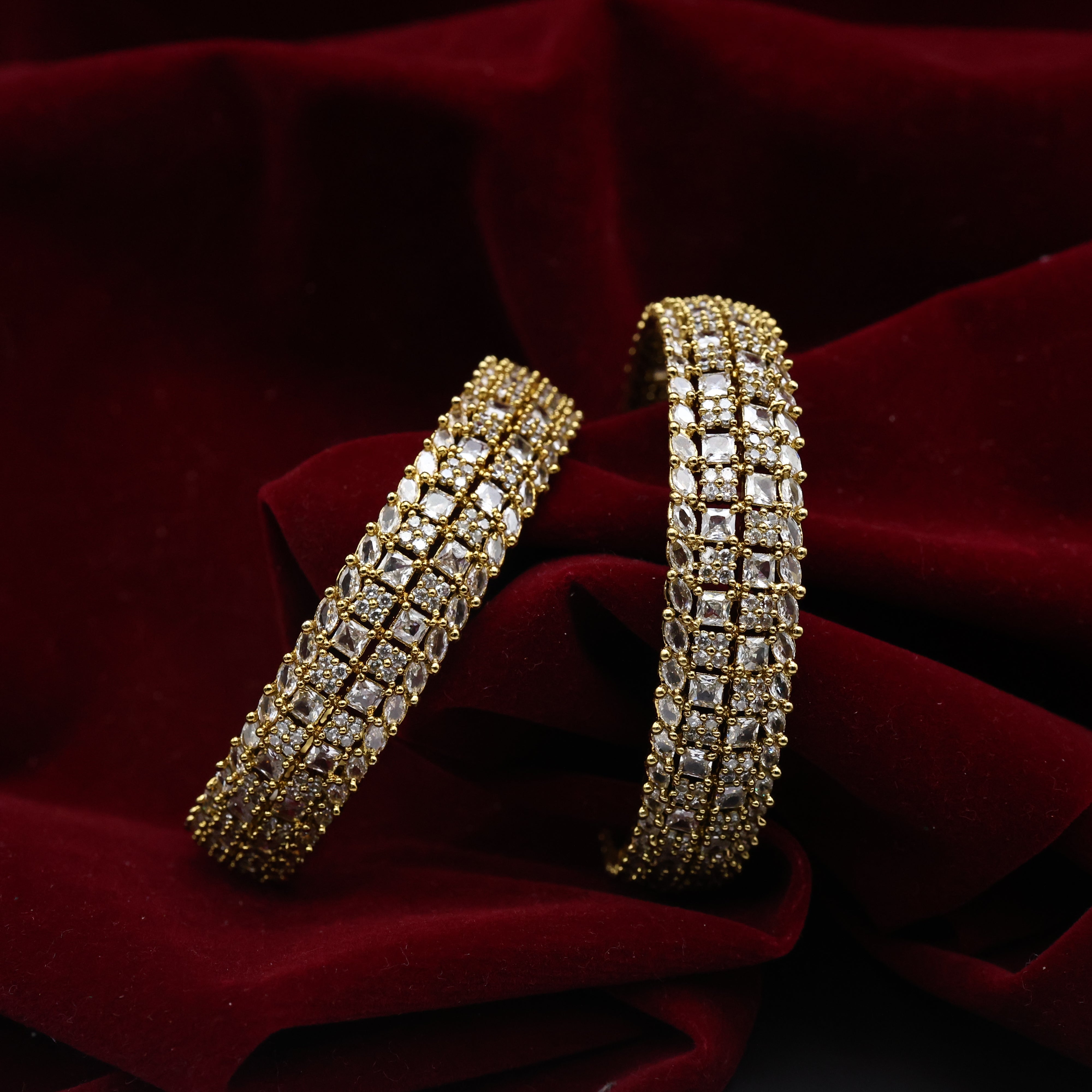 Diamond Look AD Thick Bridal Bangles