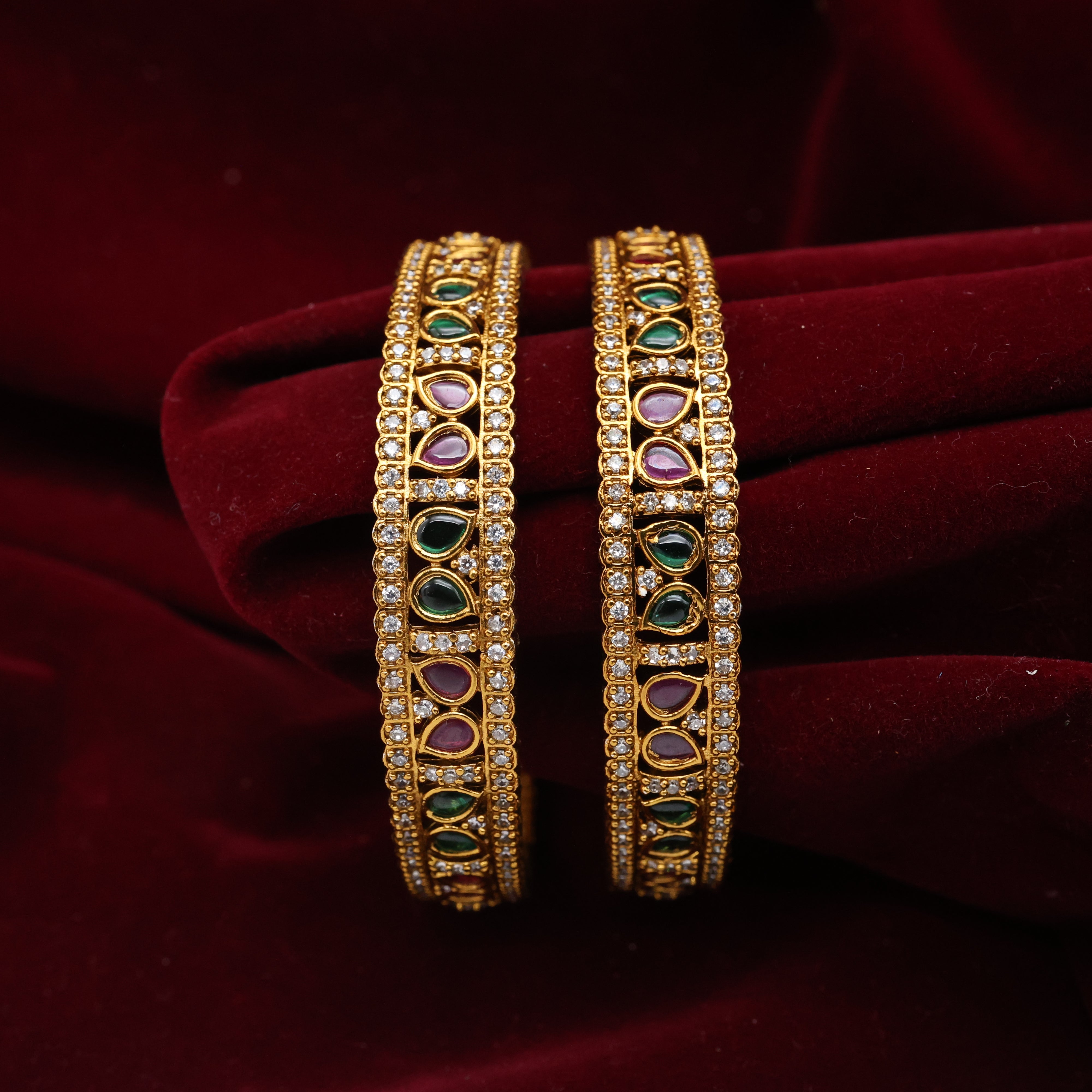 Antique AD Kemp Twin Leaves Thick Bangles