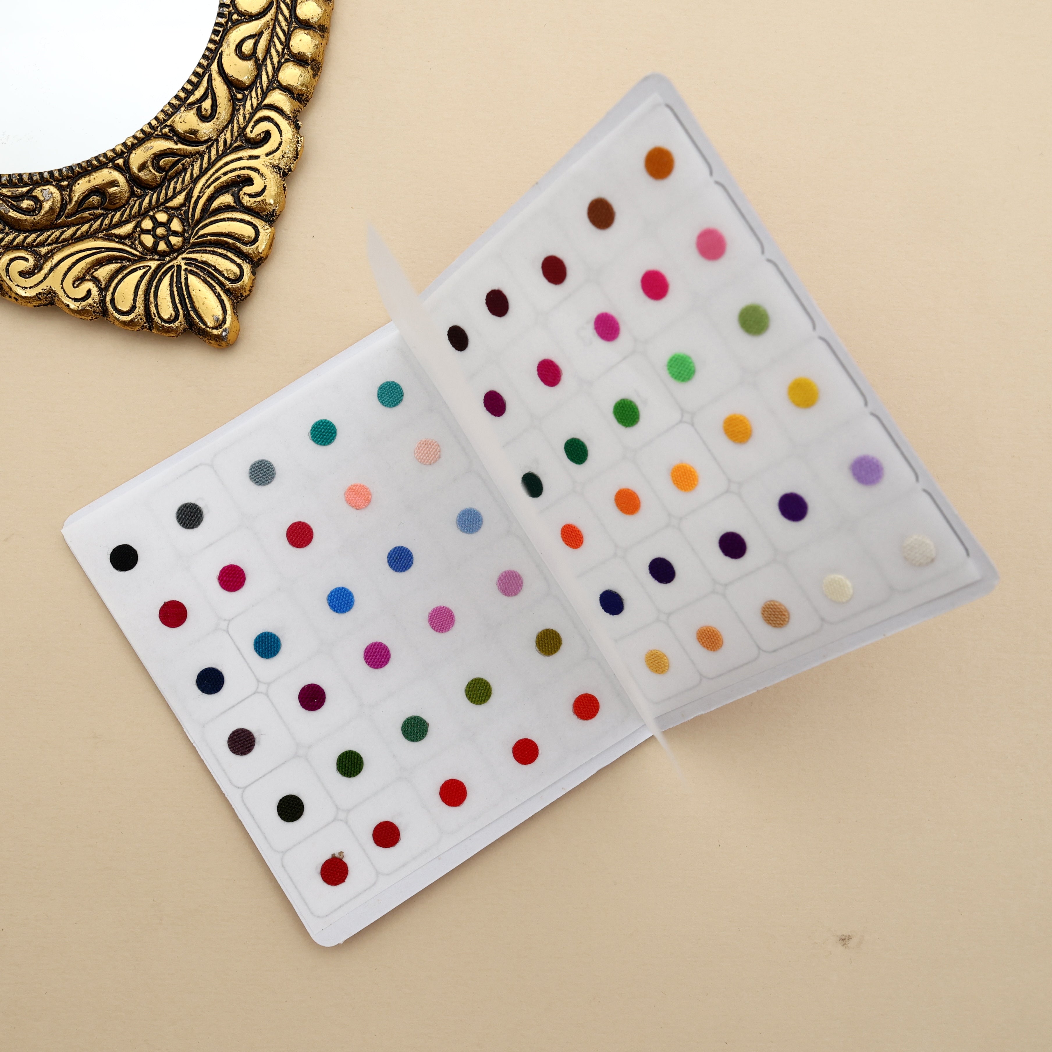 Cotton Multi Colour Round Sticker Bindis Sheet - Size 5