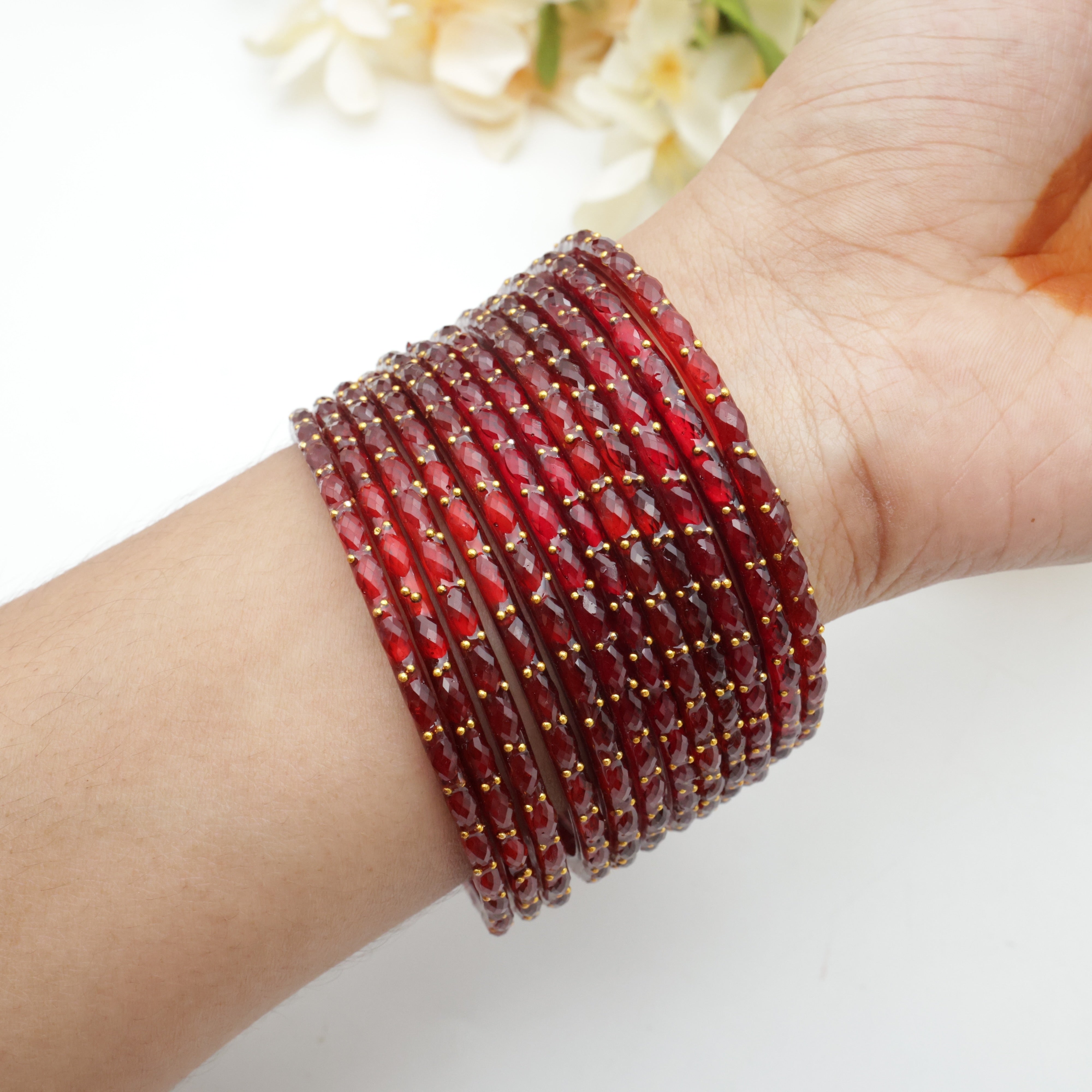 Maroon glass bangles hot sale