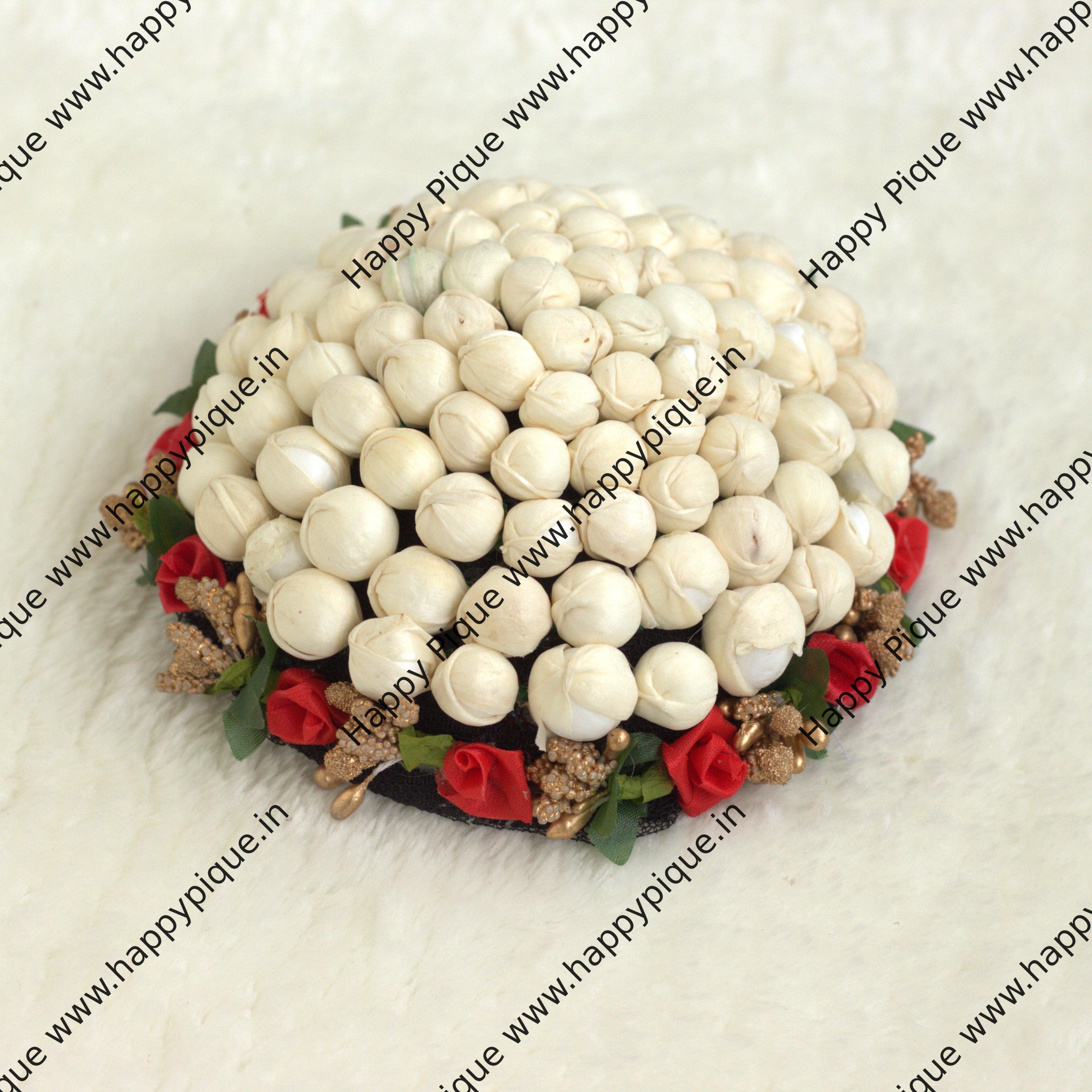 Real Look Alike Mograwith Baby's Breath & Rose Artificial Flower Bridal Juda Bun